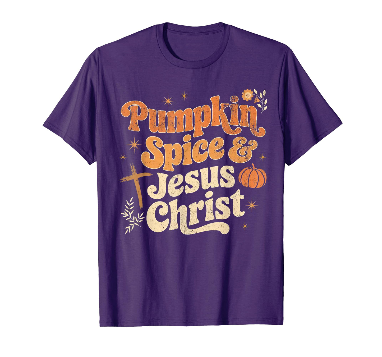 Retro Pumpkin Spice and Jesus Christ Fall Vibes Halloween T-Shirt