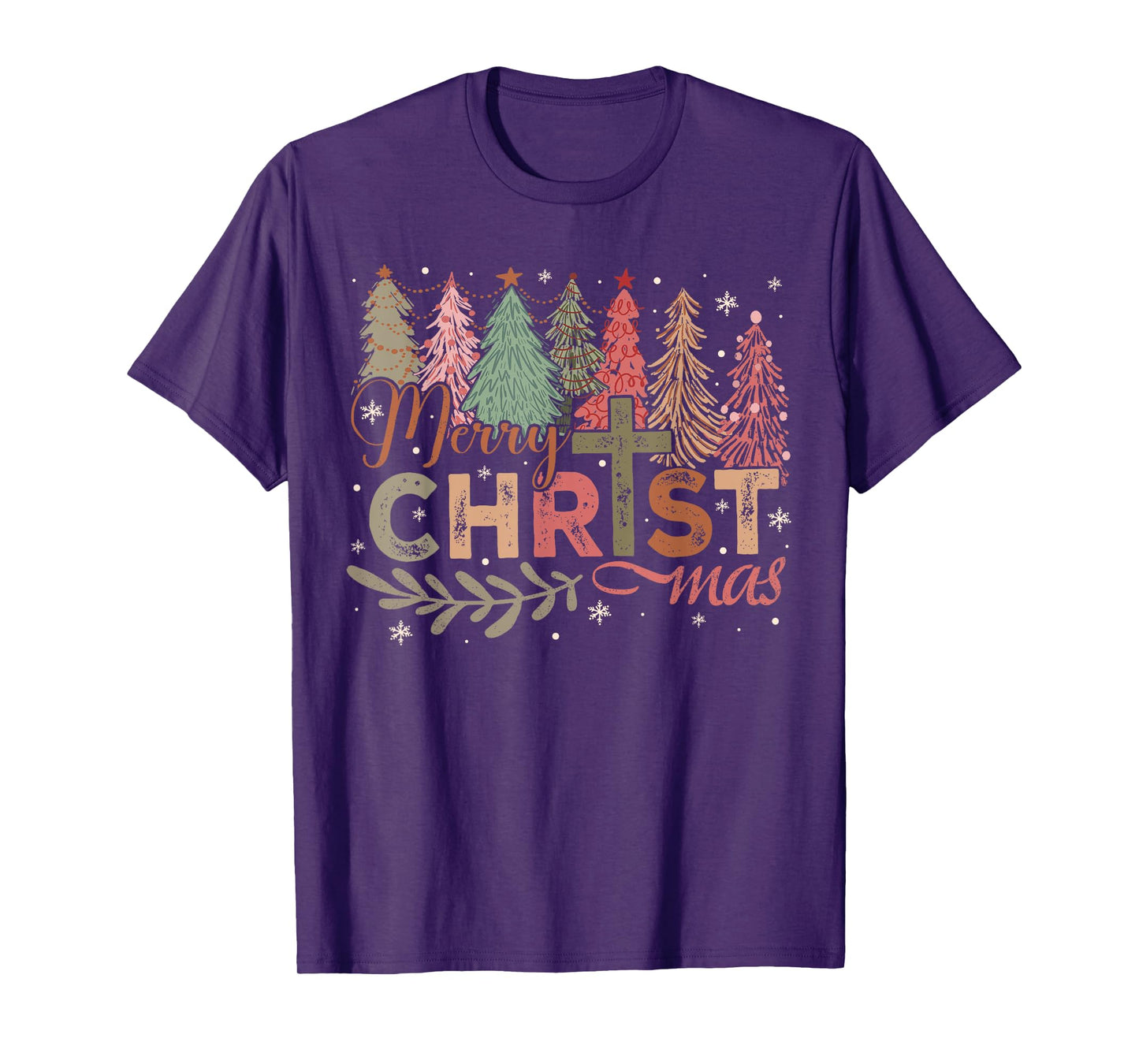 Merry Christmas Christian Faith Cross Christmas Tree Jesus T-Shirt