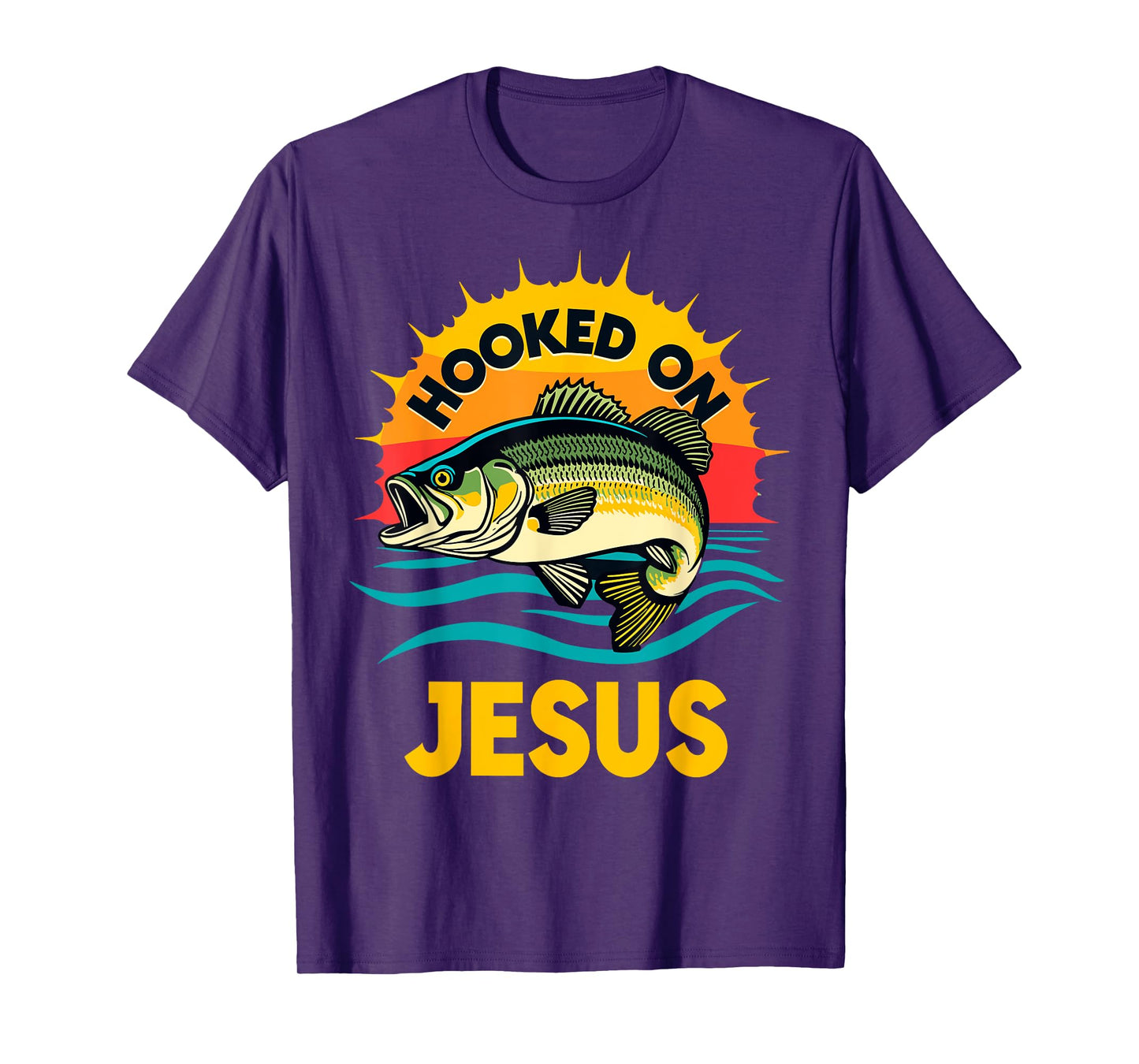 Hooked on Jesus Bible Verse Christian Fisherman Bass Fishing T-Shirt