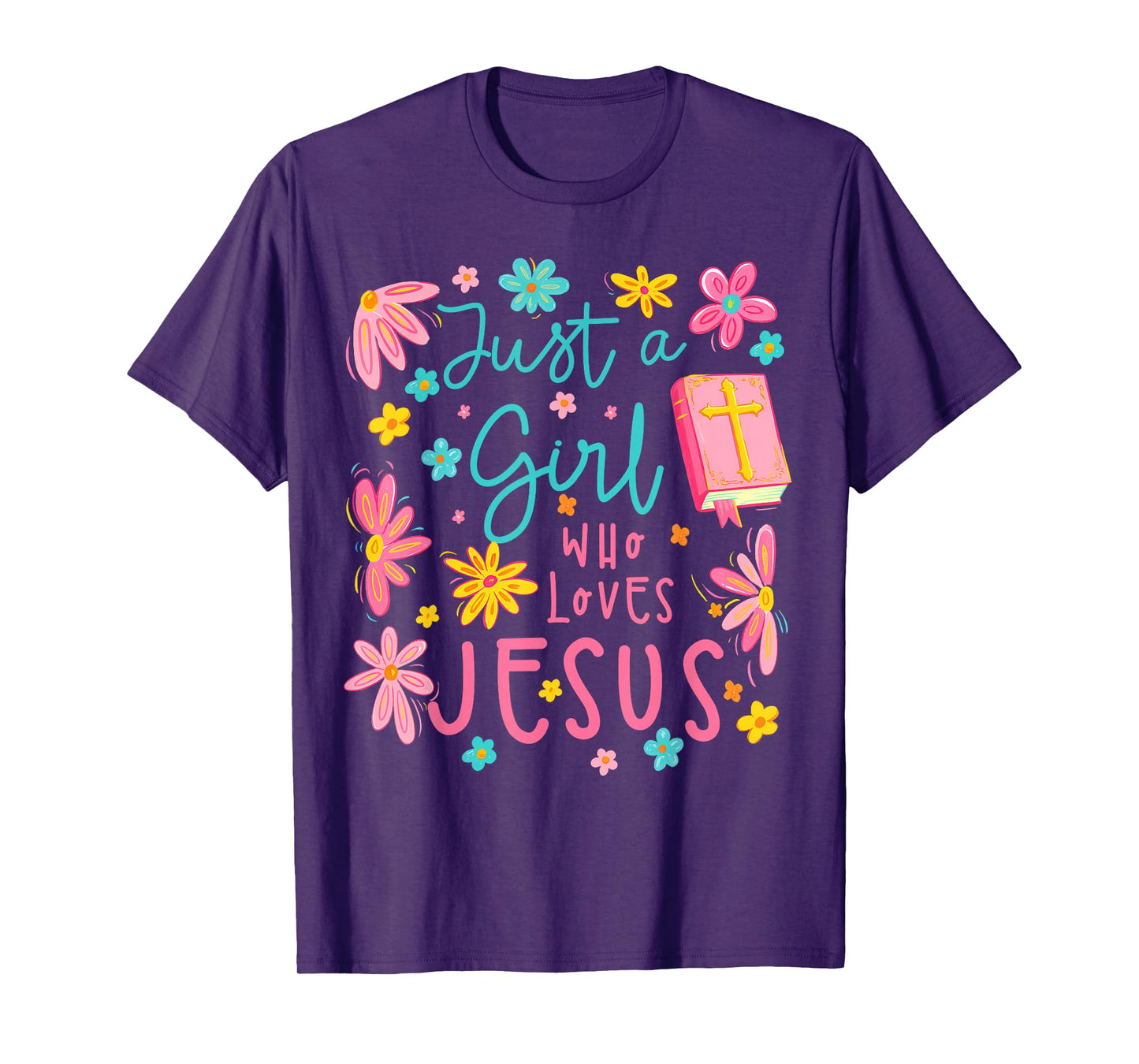 Just A Girl Who Loves Jesus Religious Christian Floral Boho T-Shirt
