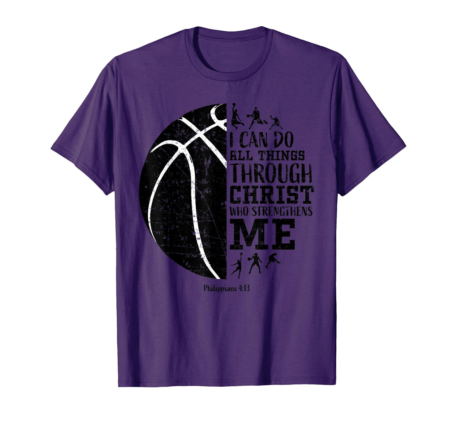 Christian Basketball Shirts Kids Boys Girls Philippians 4 13 T-Shirt