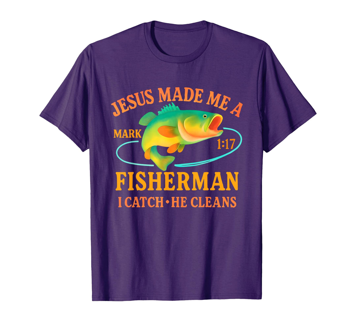 Mens Jesus Made Me A Fisherman Faith Fisherman T-Shirt