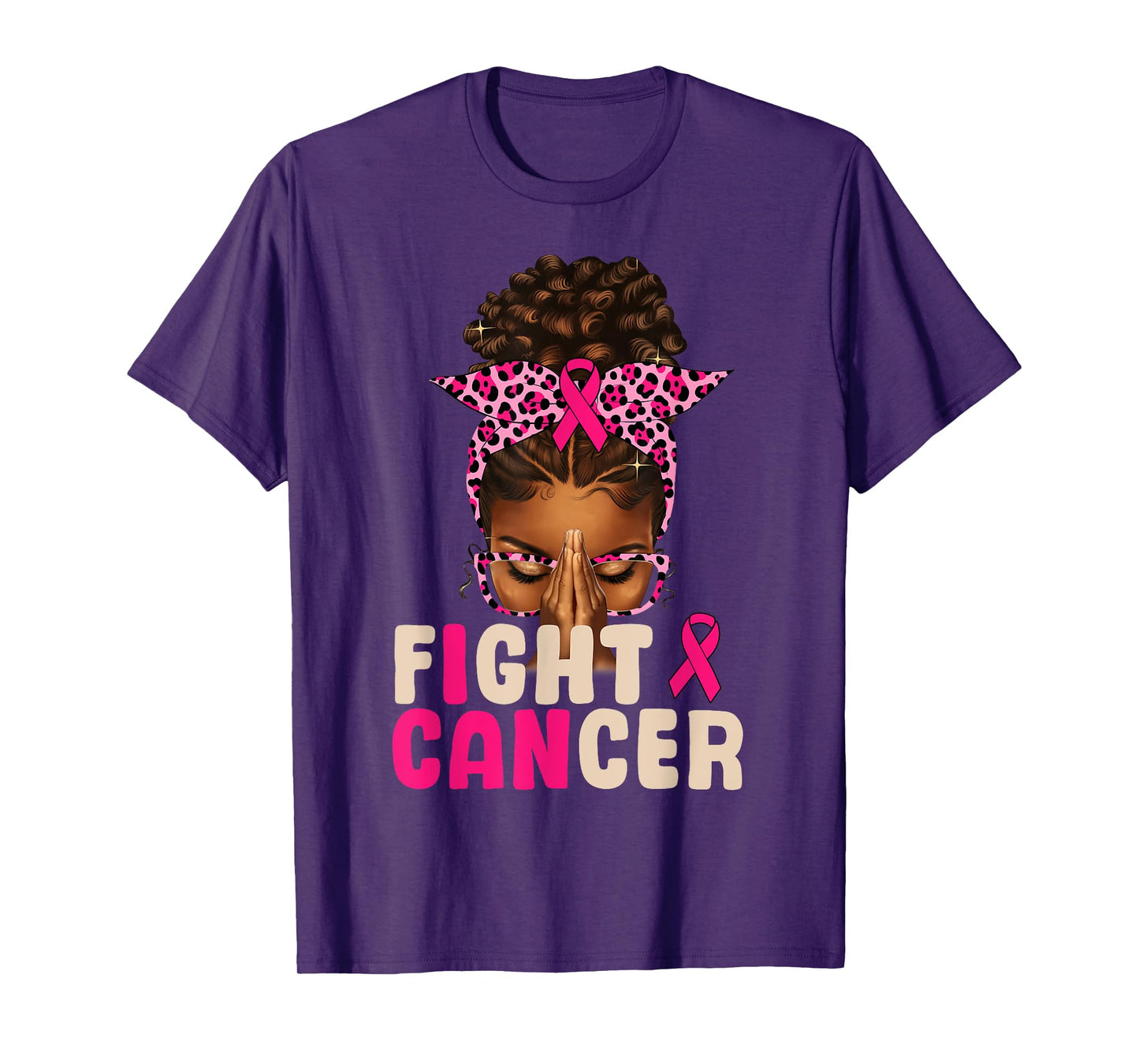 Fight Breast Cancer Afro Black Woman Pray Christian African T-Shirt