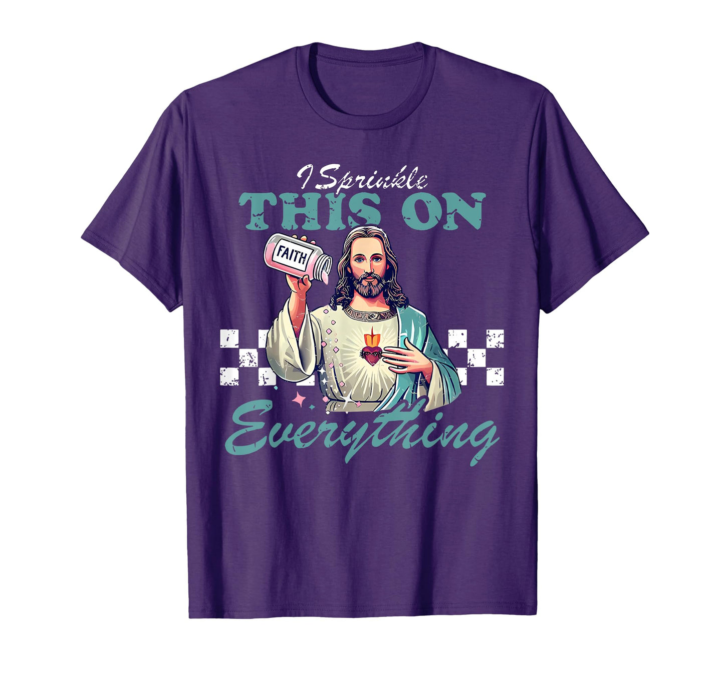 Retro Jesus Sprinkle Faith On Everything Christian Religious T-Shirt
