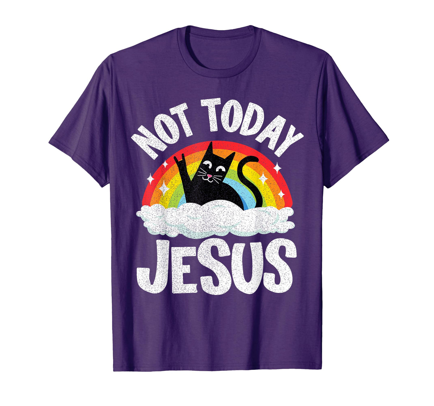 Not Today Jesus Satanic Cat Rainbow Goth Funny Death Metal T-Shirt