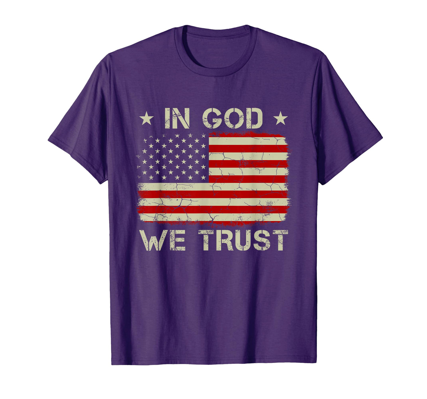 Vintage Old American Flag In God We Trust Tshirt Christian T-Shirt