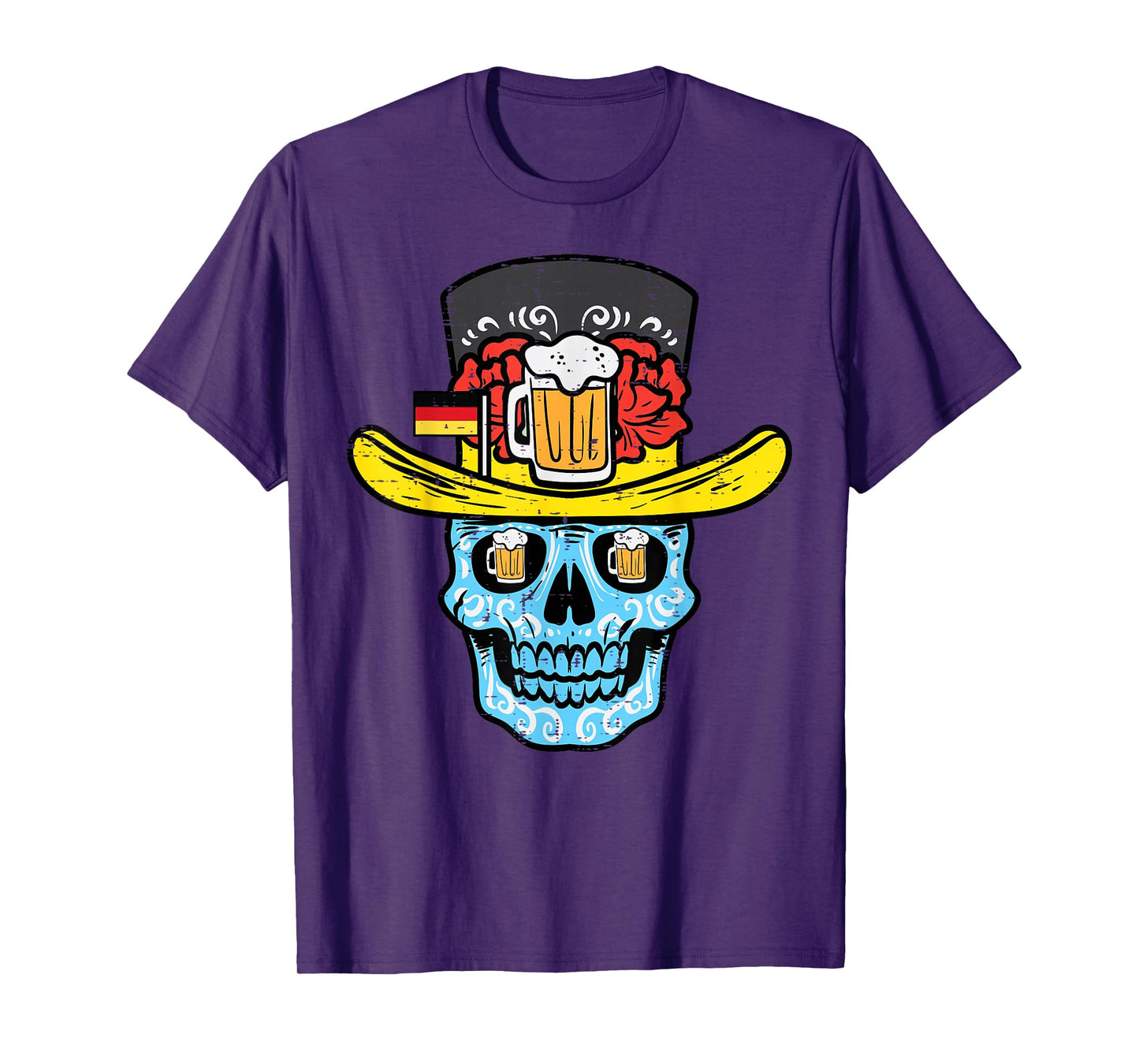 Oktoberfest Sugar Skull Sombrero German Mexican Men Women T-Shirt