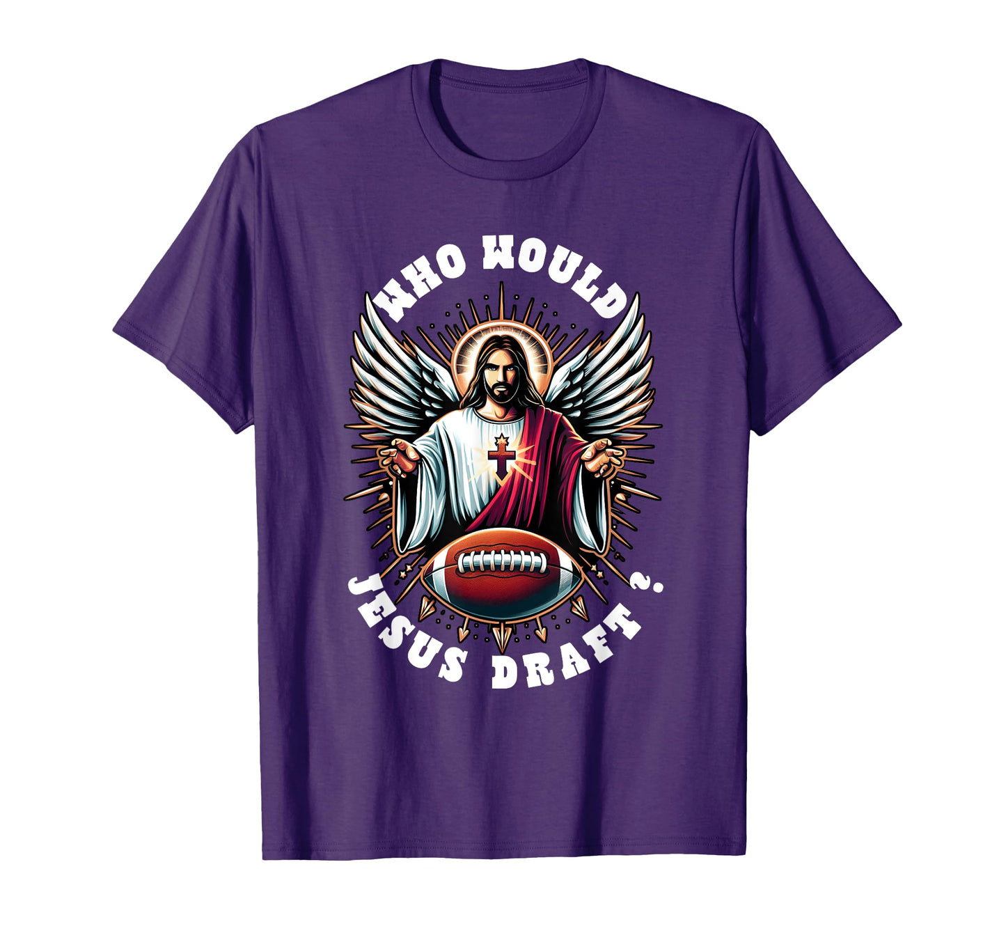Who Would Jesus Draft Funny Fantasy Football Christian Sport T-Shirt