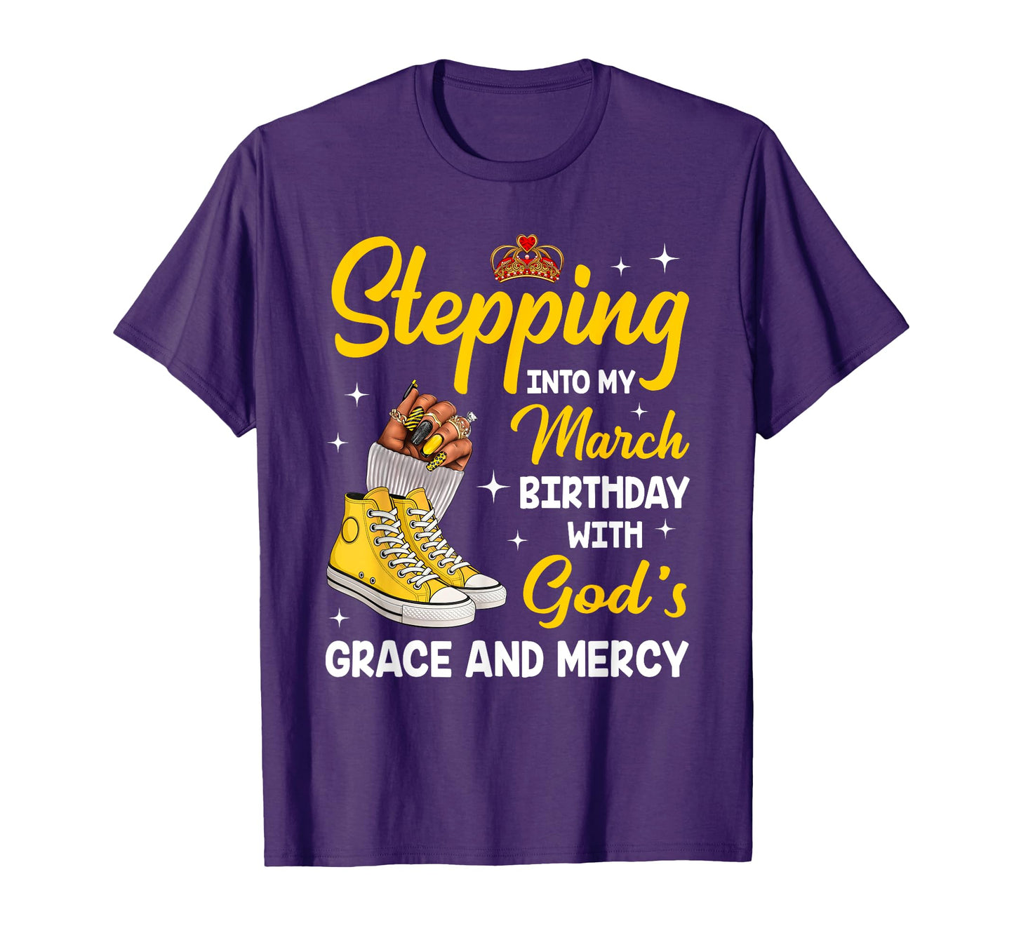 Stepping Into My March Birthday Queen Melanin Afro Woman T-Shirt