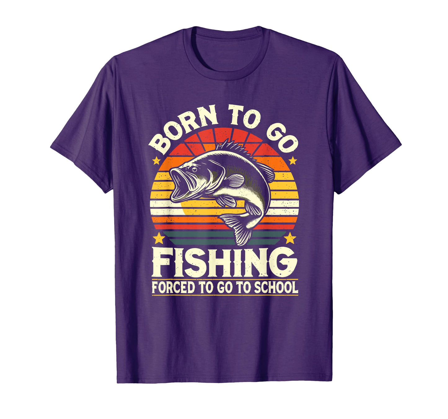 Born To Go Fishing Forced To Go To School, Kids Boys Fishing T-Shirt