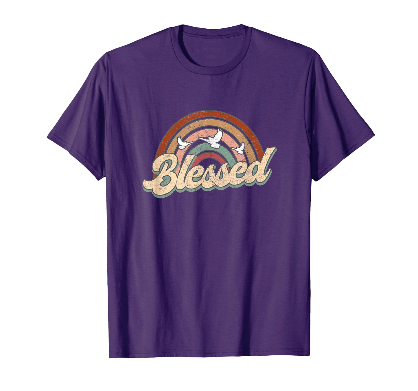Blessed Retro Vintage Rainbow Christian Jesus God Religious T-Shirt