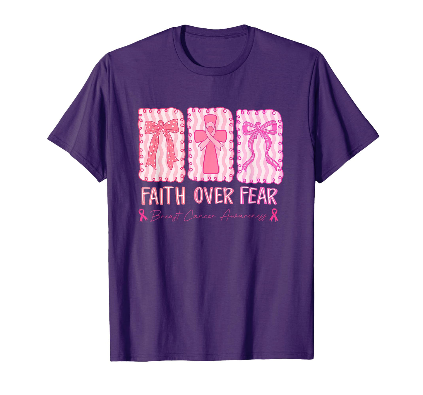 Faith Over Fear Breast Cancer Awareness Christian Religious T-Shirt