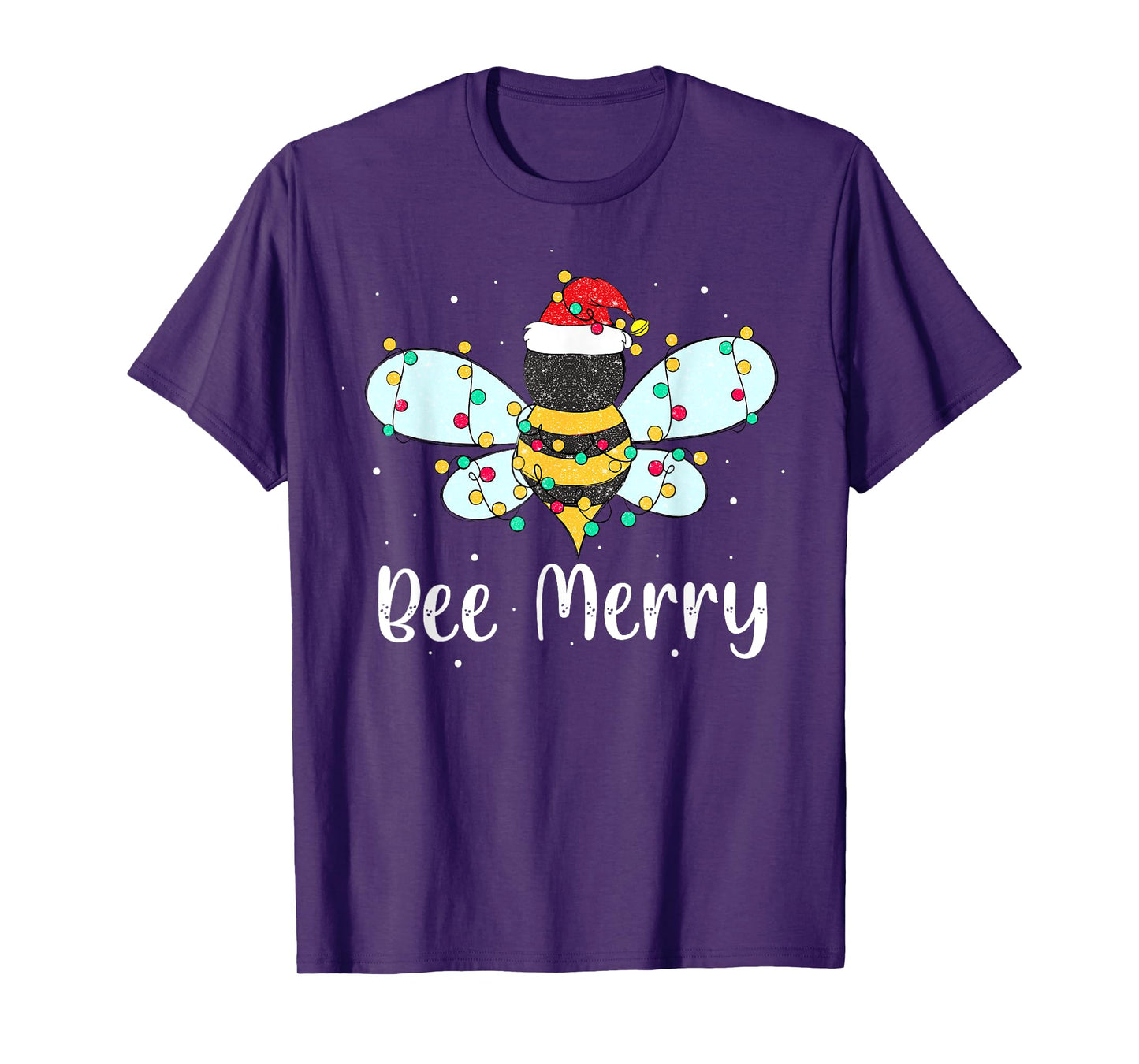 Bee Merry Christmas Cute Bee Xmas Lights Family Matching T-Shirt