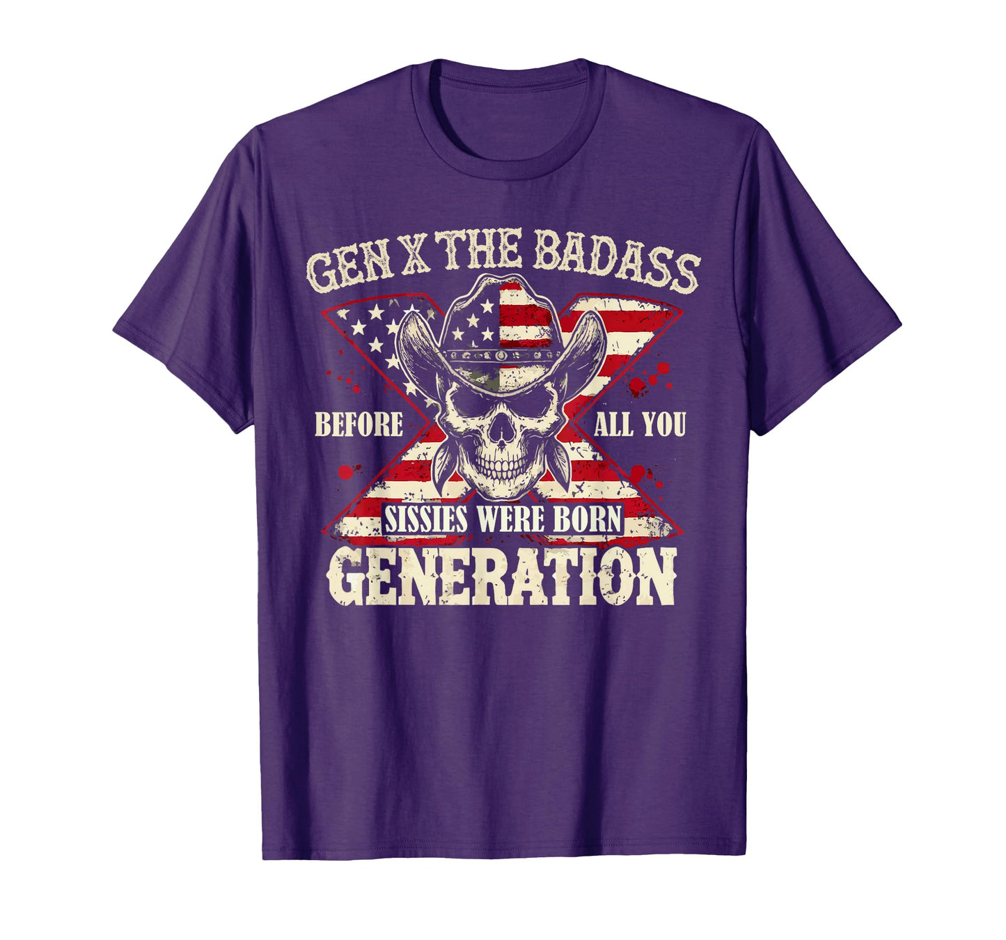 Gen X The Badass Generation Skull Retro Quote T-Shirt