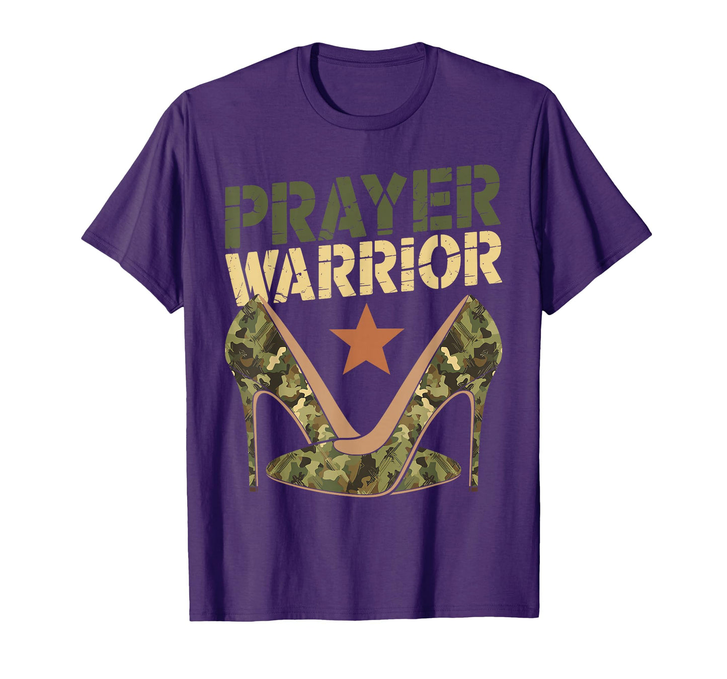 Camo Heels Prayer Warrior Faith God Jesus Christian Women T-Shirt