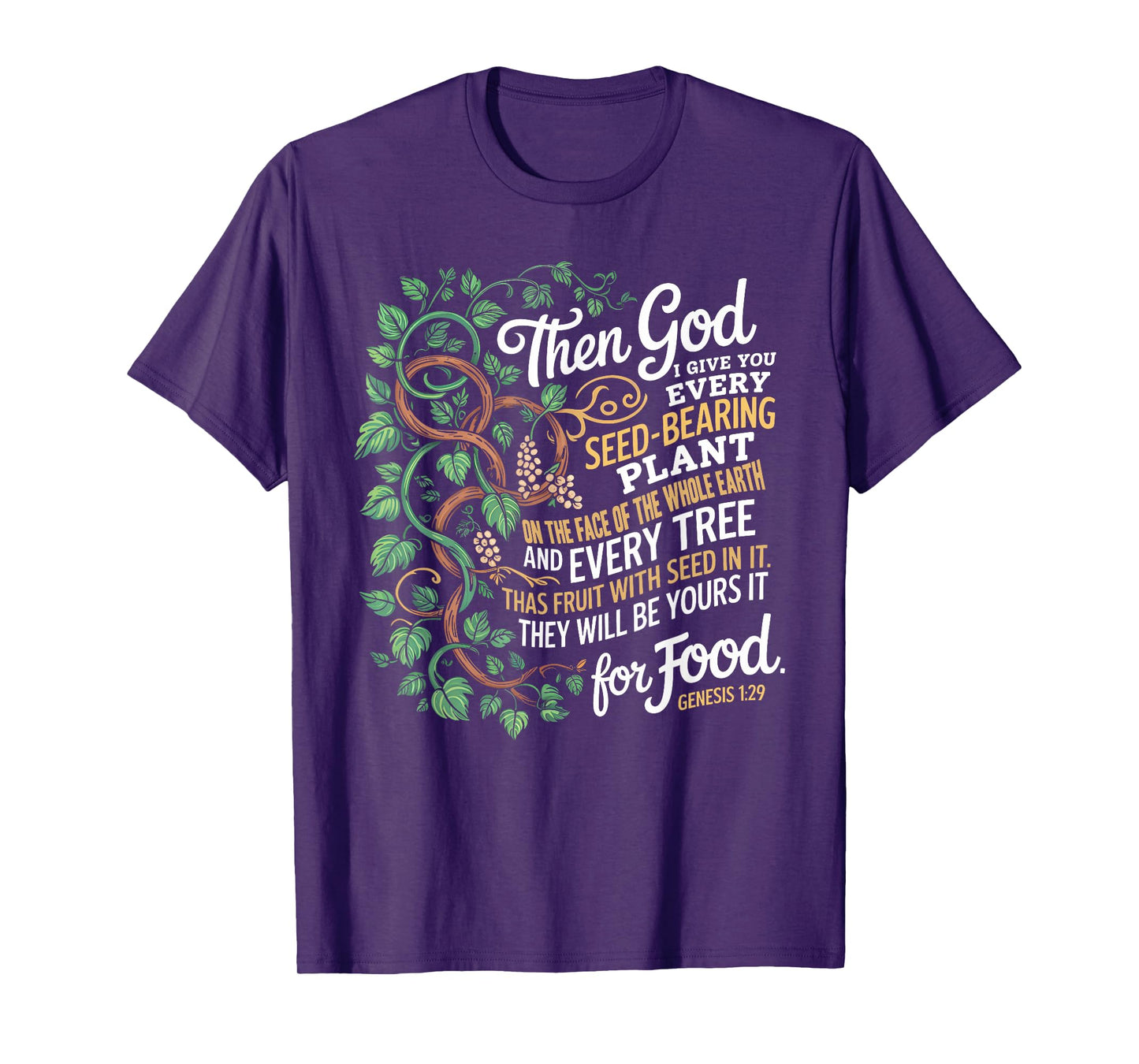 Genesis 1:29 Plant Based Diet Vegan Bible Verse T-Shirt