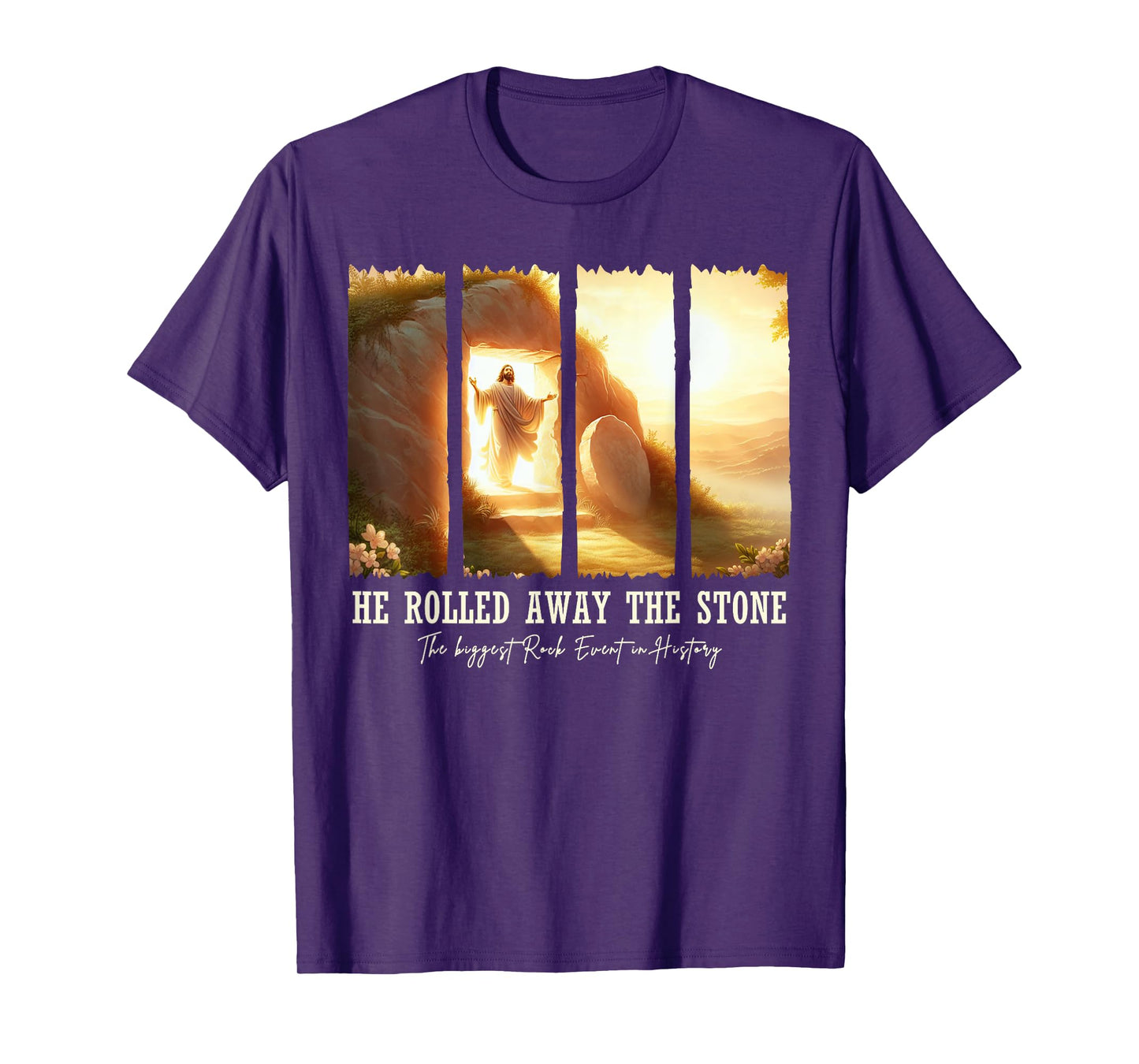 He Rolled Away the Stone Christian Easter Rock Resurrection T-Shirt