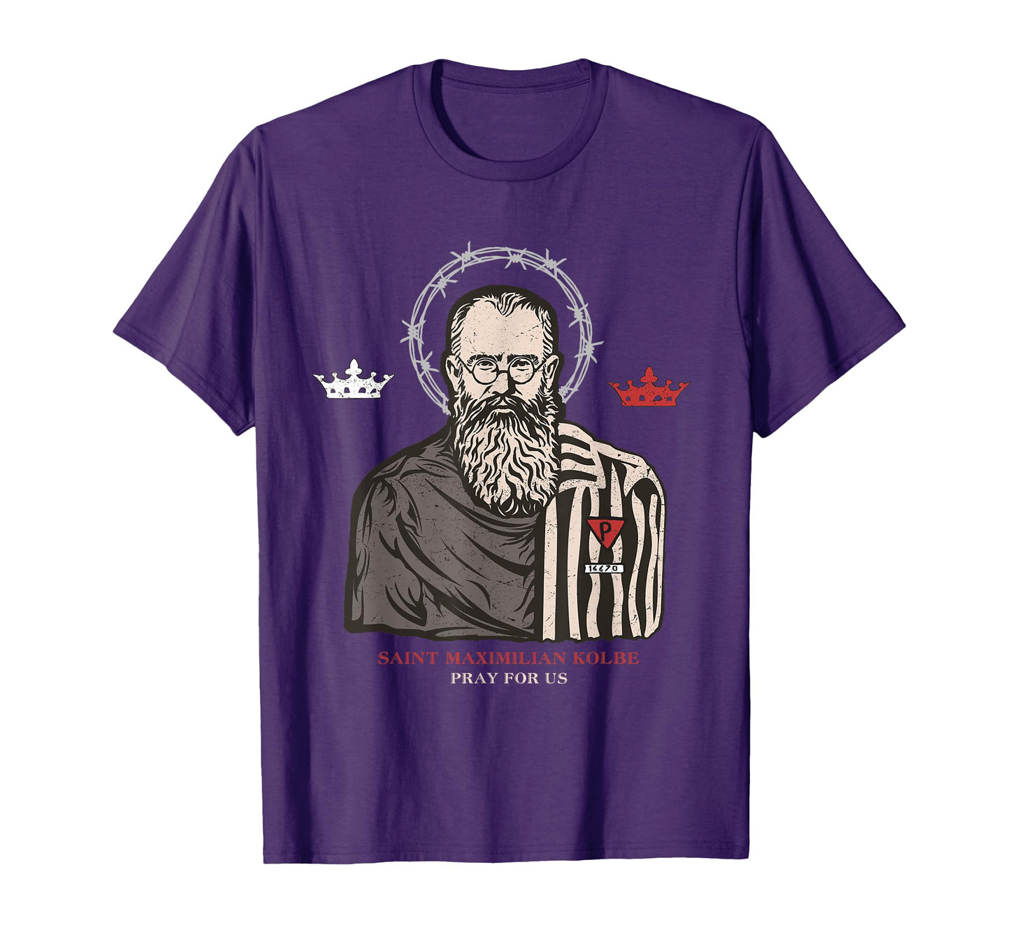 St Maximilian Kolbe Two Crowns Catholic Saint T-Shirt