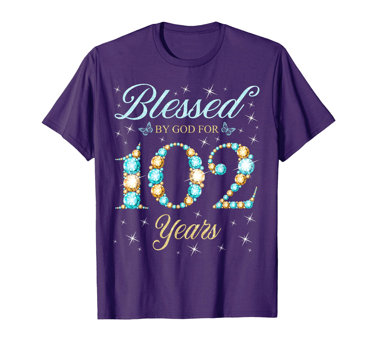 Blessed By God For 102 Years Old 102nd Birthday Party T-Shirt