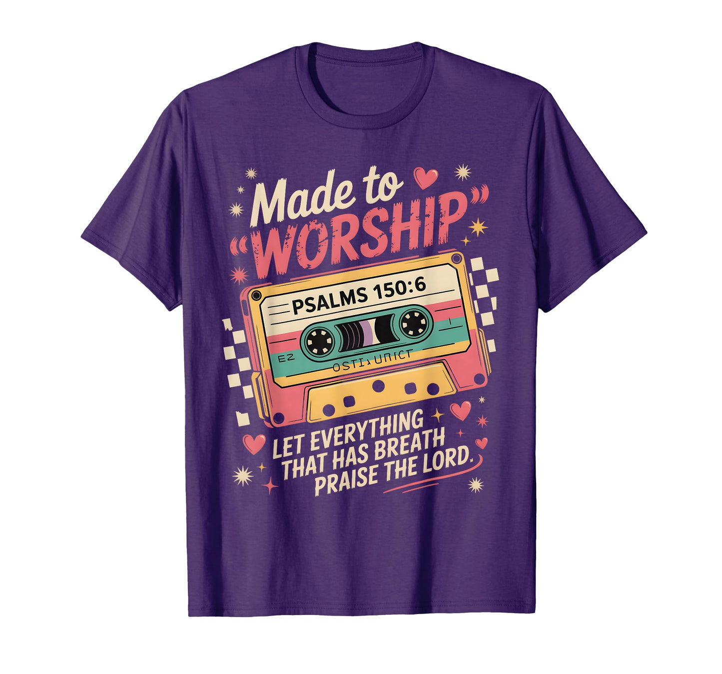 Retro Cassette Made to Worship Psalms 150:6 Christian Music T-Shirt