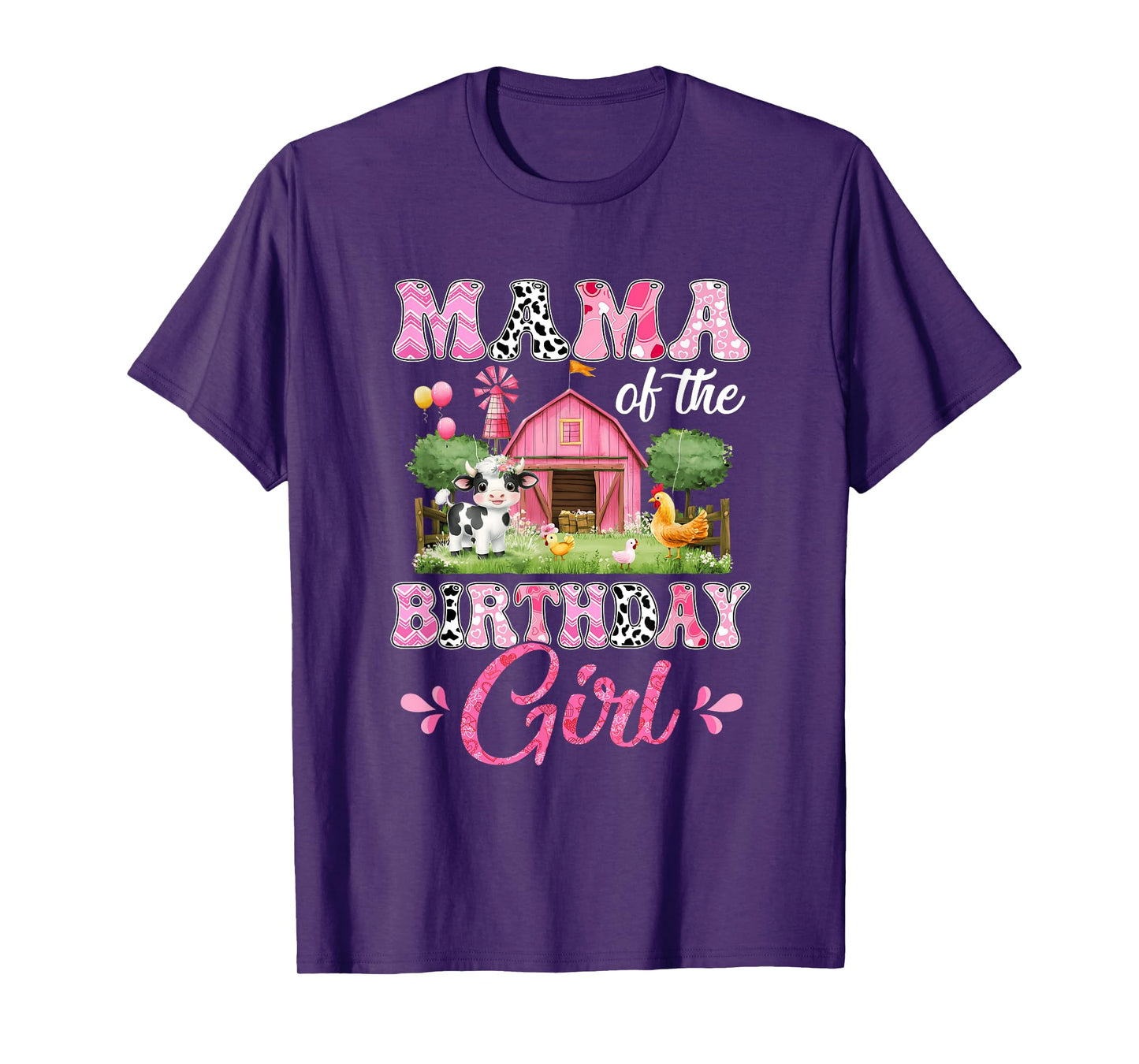 Mama Of The Birthday Girl 1St Birthday Cow Farm Family T-Shirt