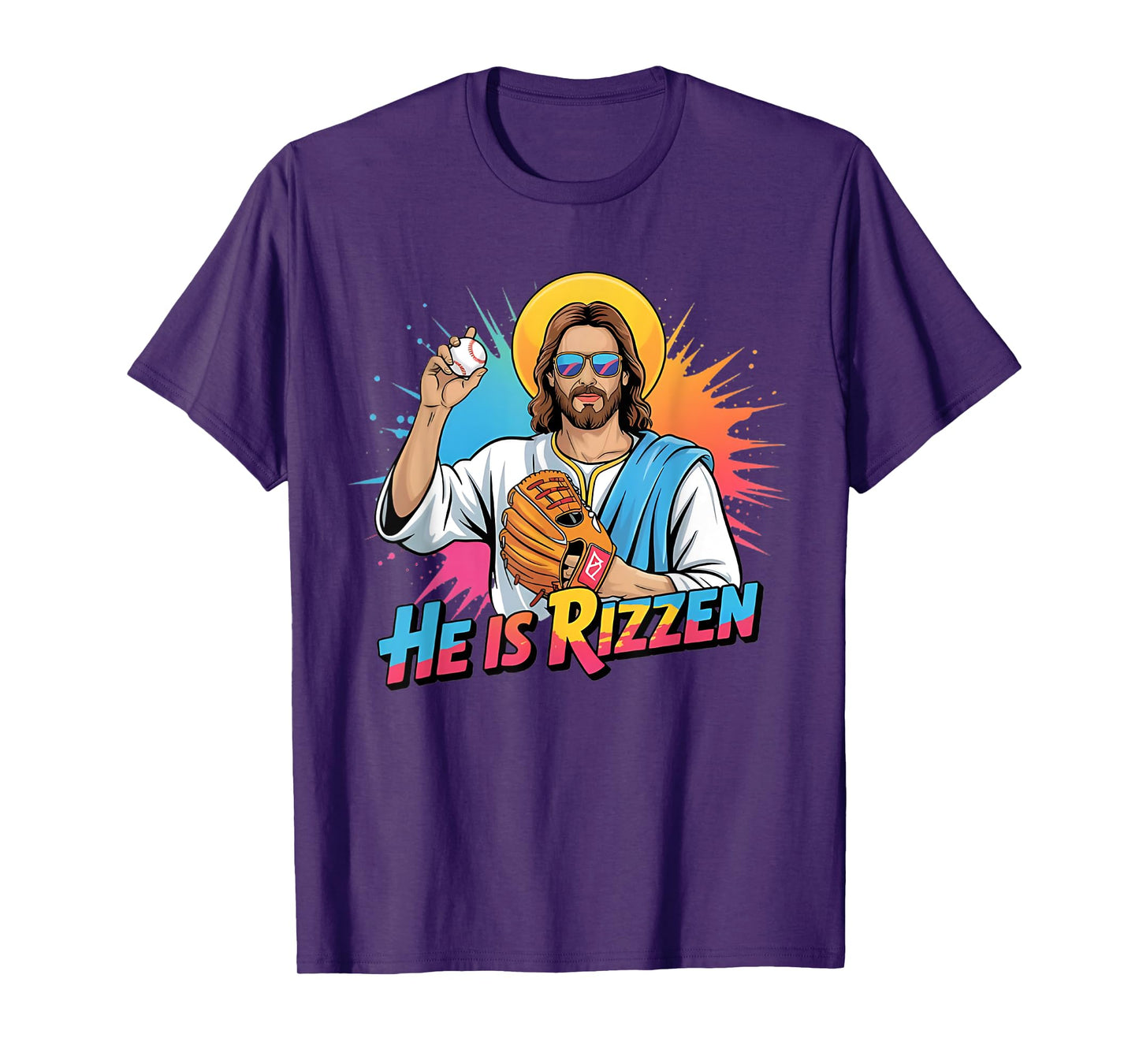 Funny He Is Rizzen Jesus Shirt Baseball Boys Kids Easter T-Shirt