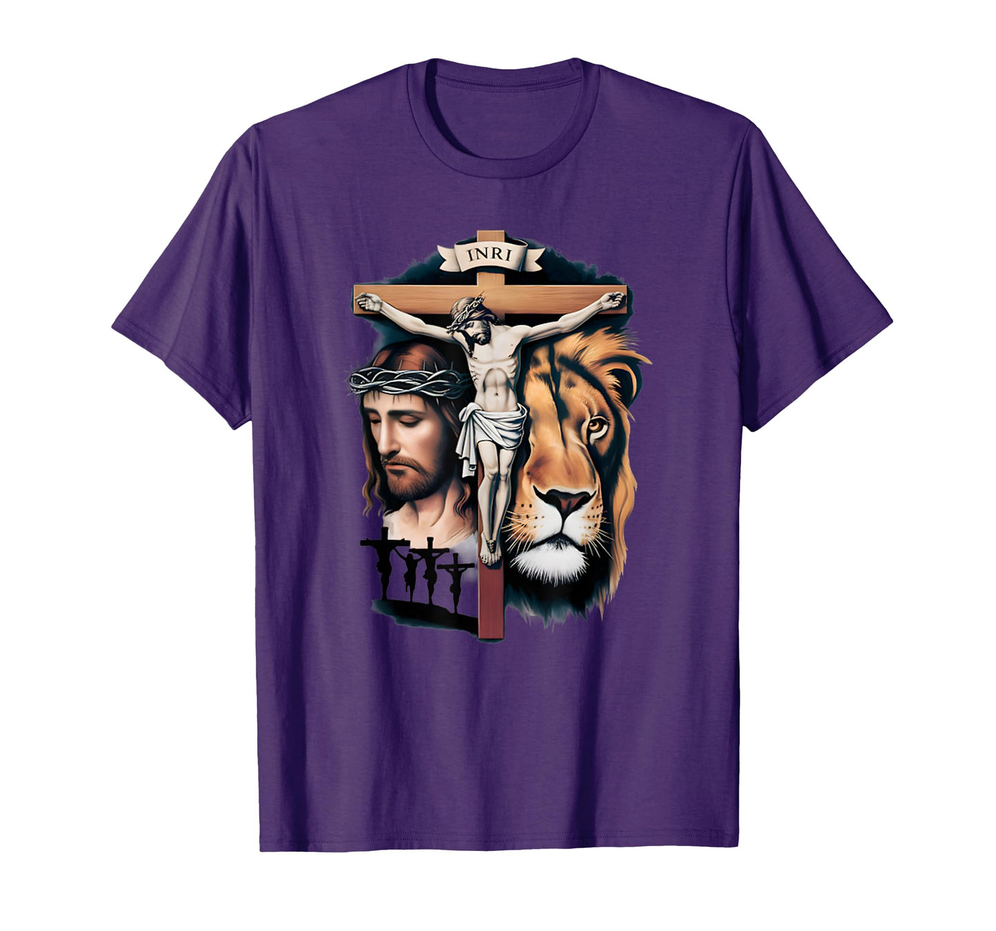 Funny Powerful Jesus Lion Cross Religious T-Shirt