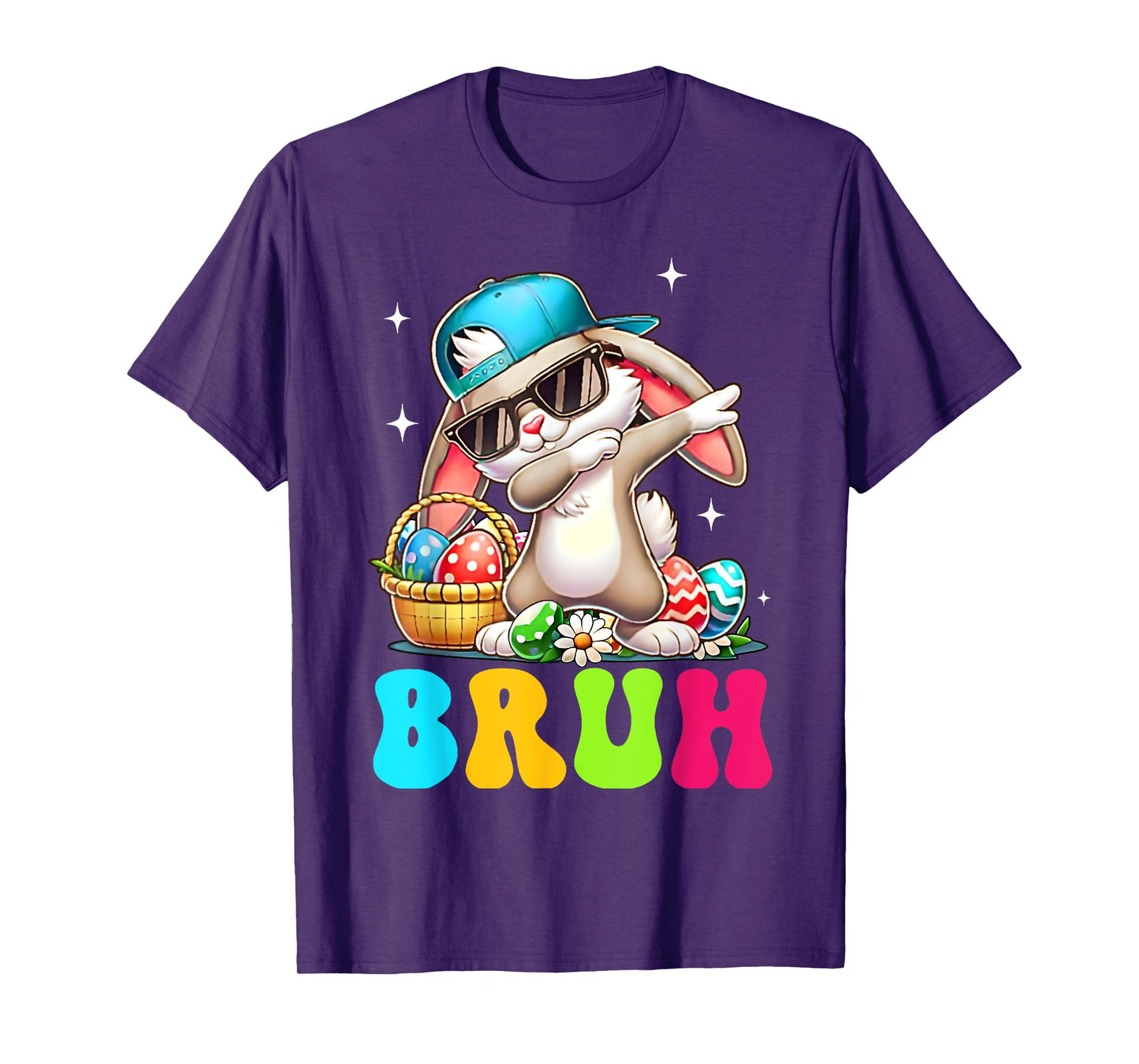 Funny Easter Kids Tee Bunny Easter Funny Bruh Dabbing T-Shirt
