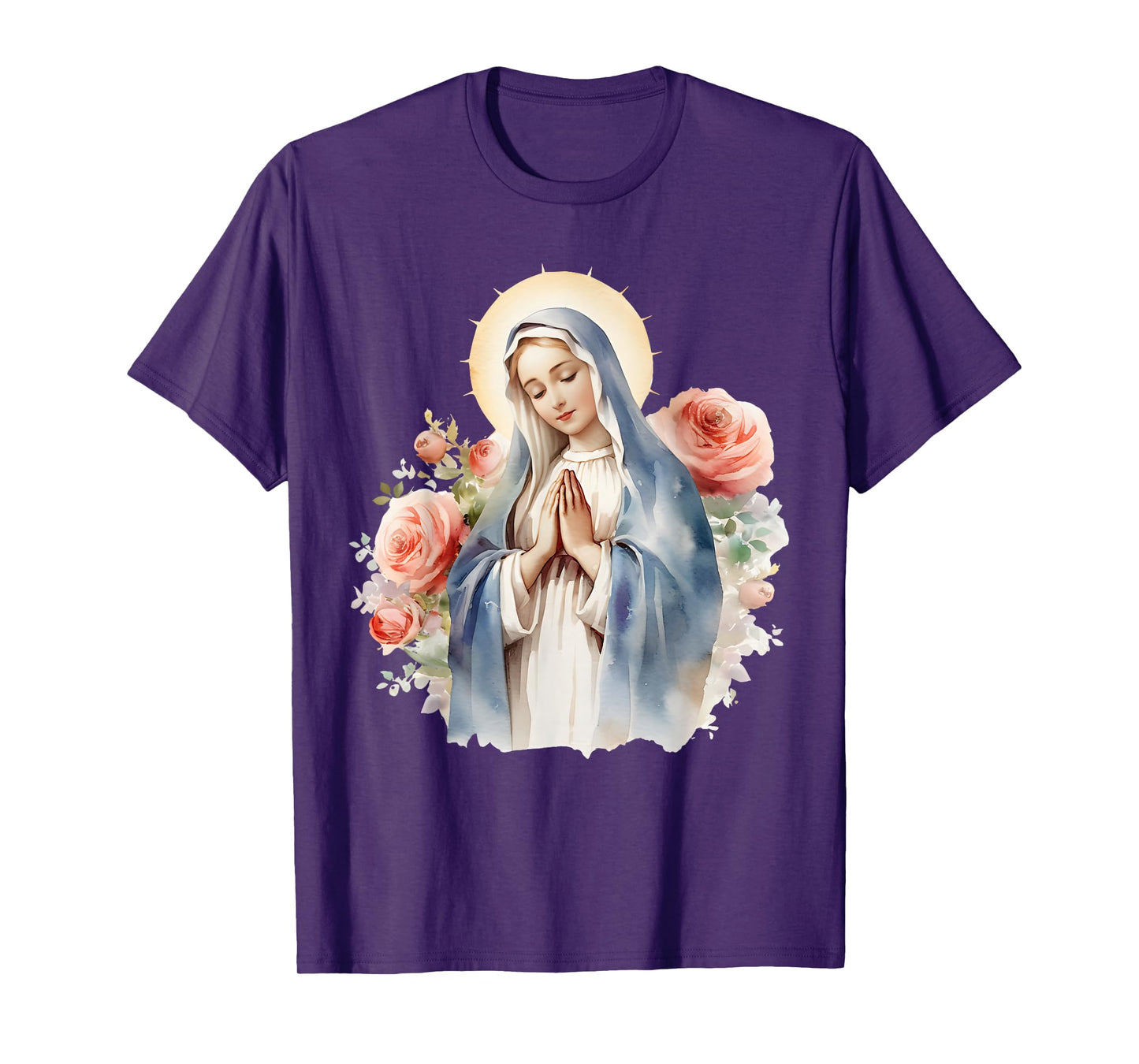 Blessed Mother Mary Mother of Jesus Roses Our Lady Catholic T-Shirt