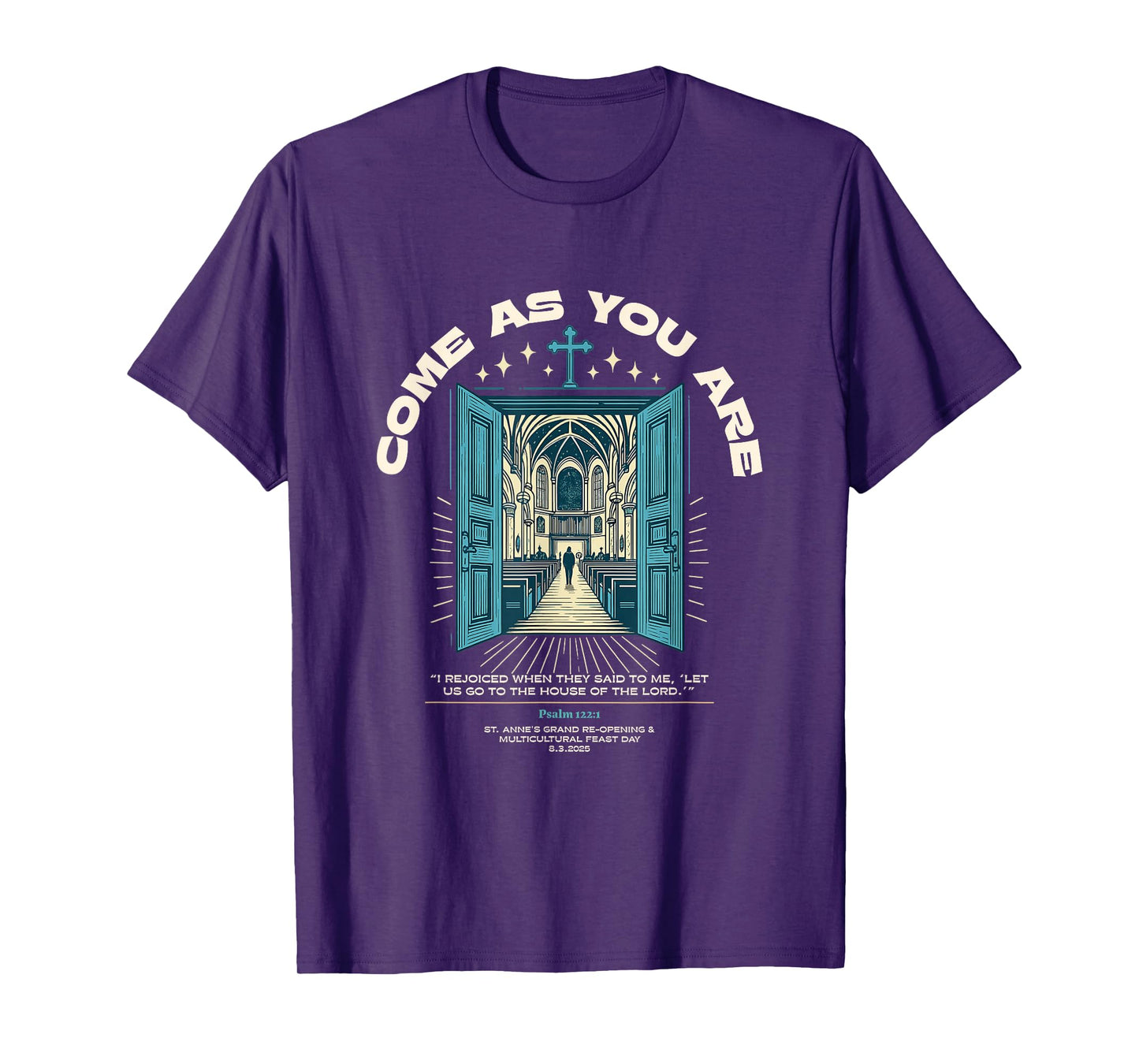 Church-Welcome-Tee-Psalm1221-OpenDoors Dark T-Shirt