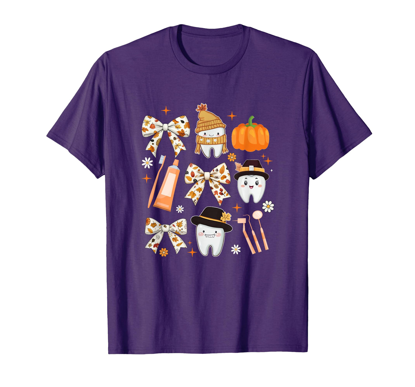 Coquette Bow Dental Squad Fall Autumn Dentist Assistant T-Shirt