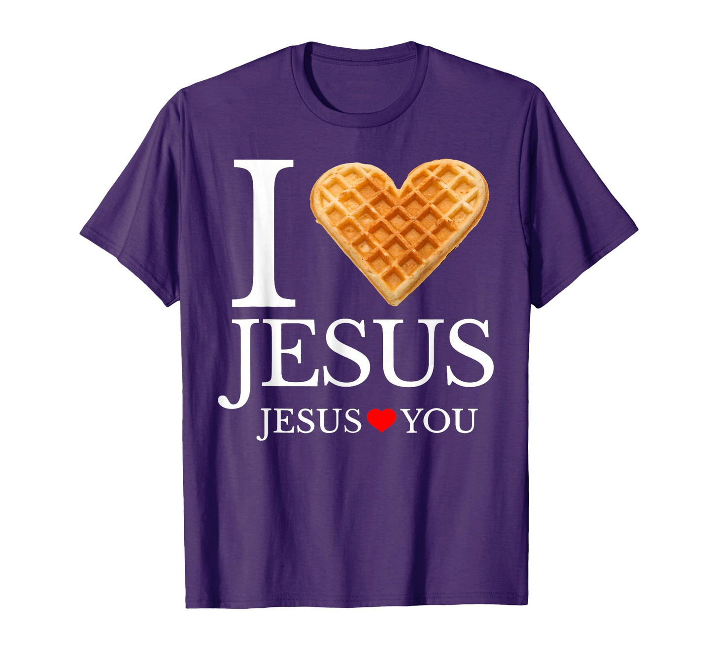 I Love Jesus Waffle Heart Funny Christian Breakfast T-Shirt