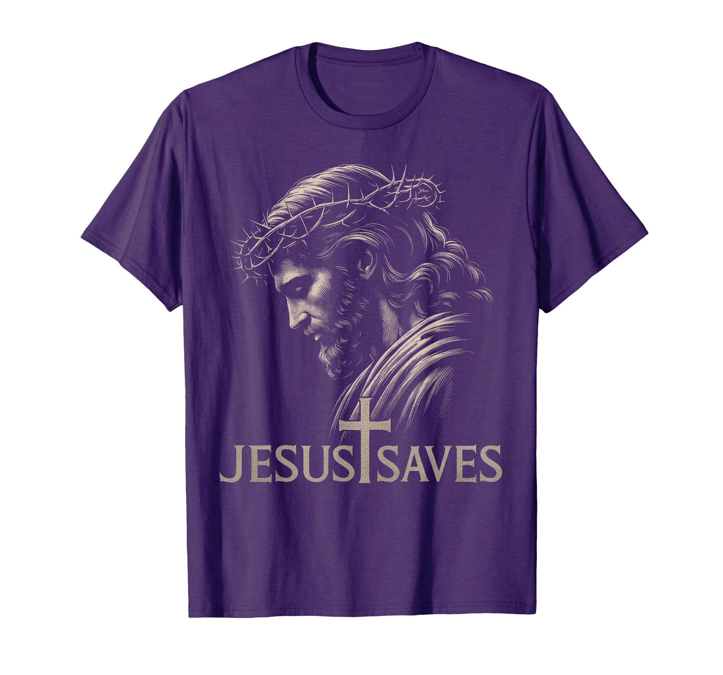 HUGvyn Jesus Saves Minimalist Christian Faith Cross American T-Shirt