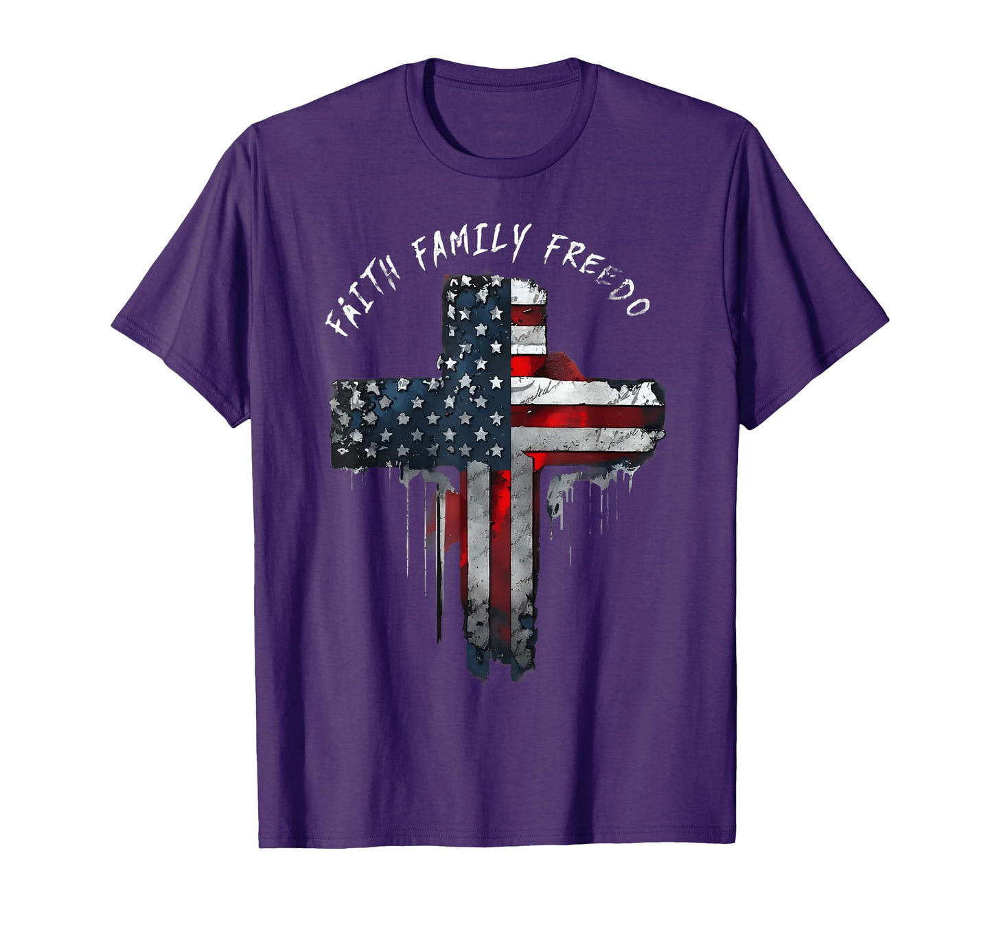 Faith Family Freedom Patriotic Cross With American Flag T-Shirt