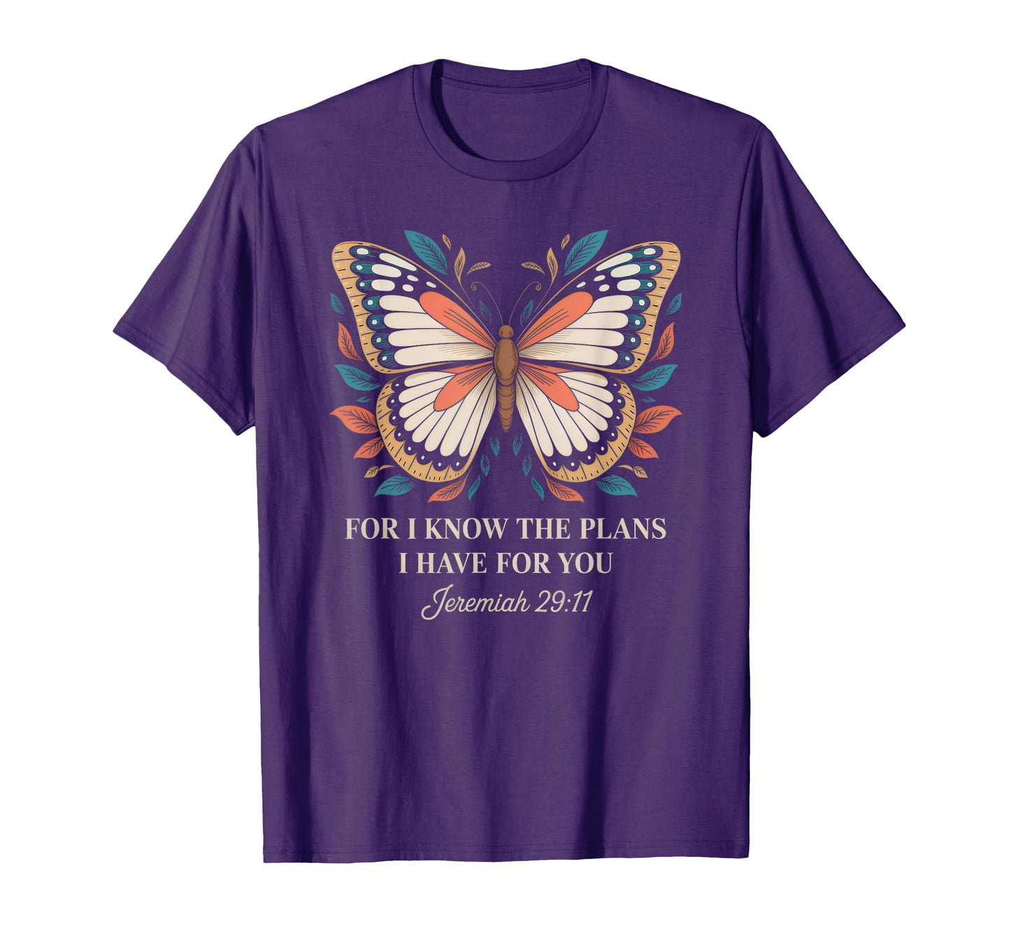 Inspirational Jeremiah 29:11 Butterfly Christian Bible Verse T-Shirt