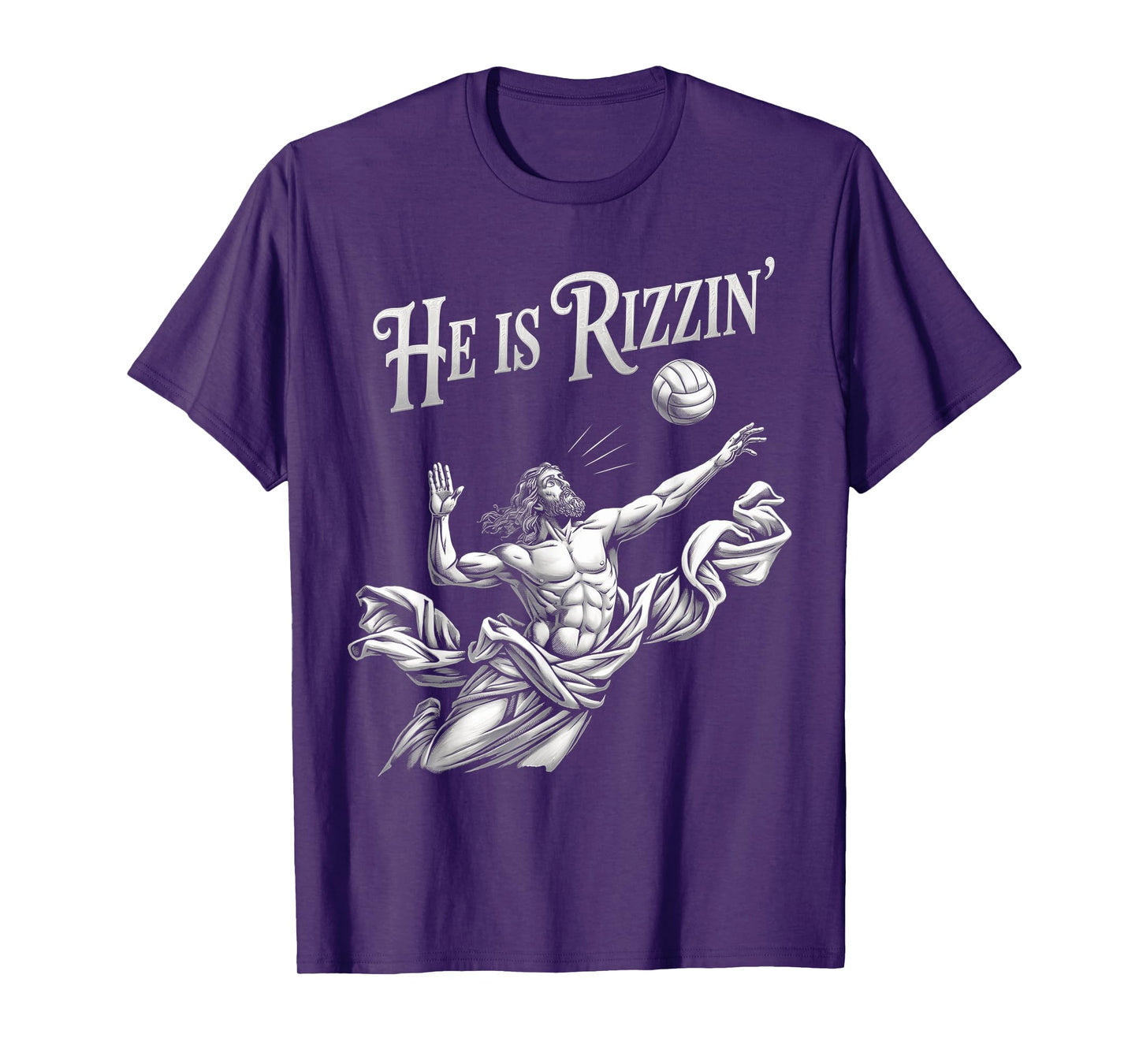 He Is Rizzin Funny Jesus Playing Volleyball Player Easter T-Shirt