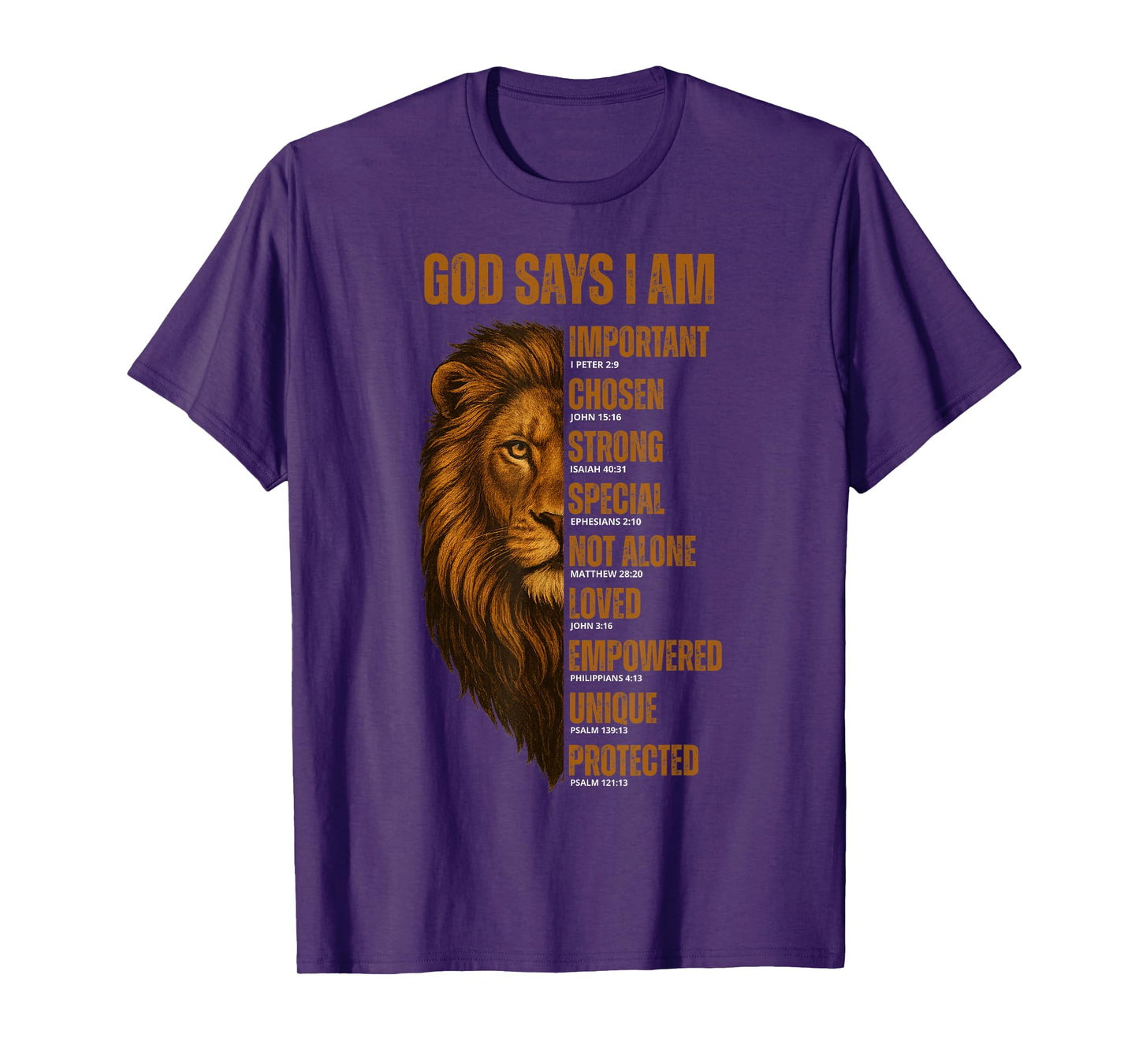 Christian God Says I Am Lion Bible Verse Jesus Blessed Dad T-Shirt