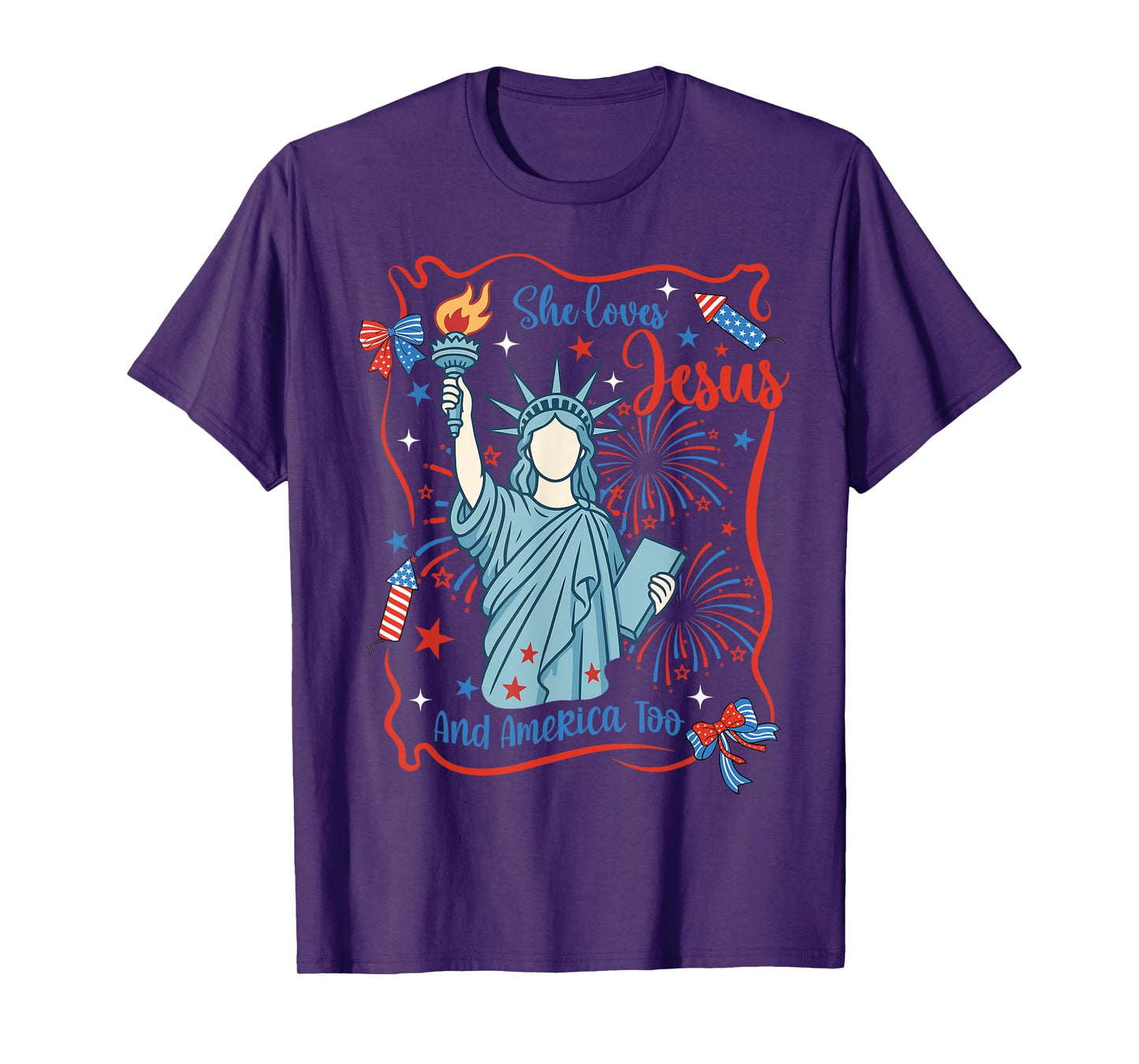 She Loves Jesus and America Too Christian 4th of July USA T-Shirt