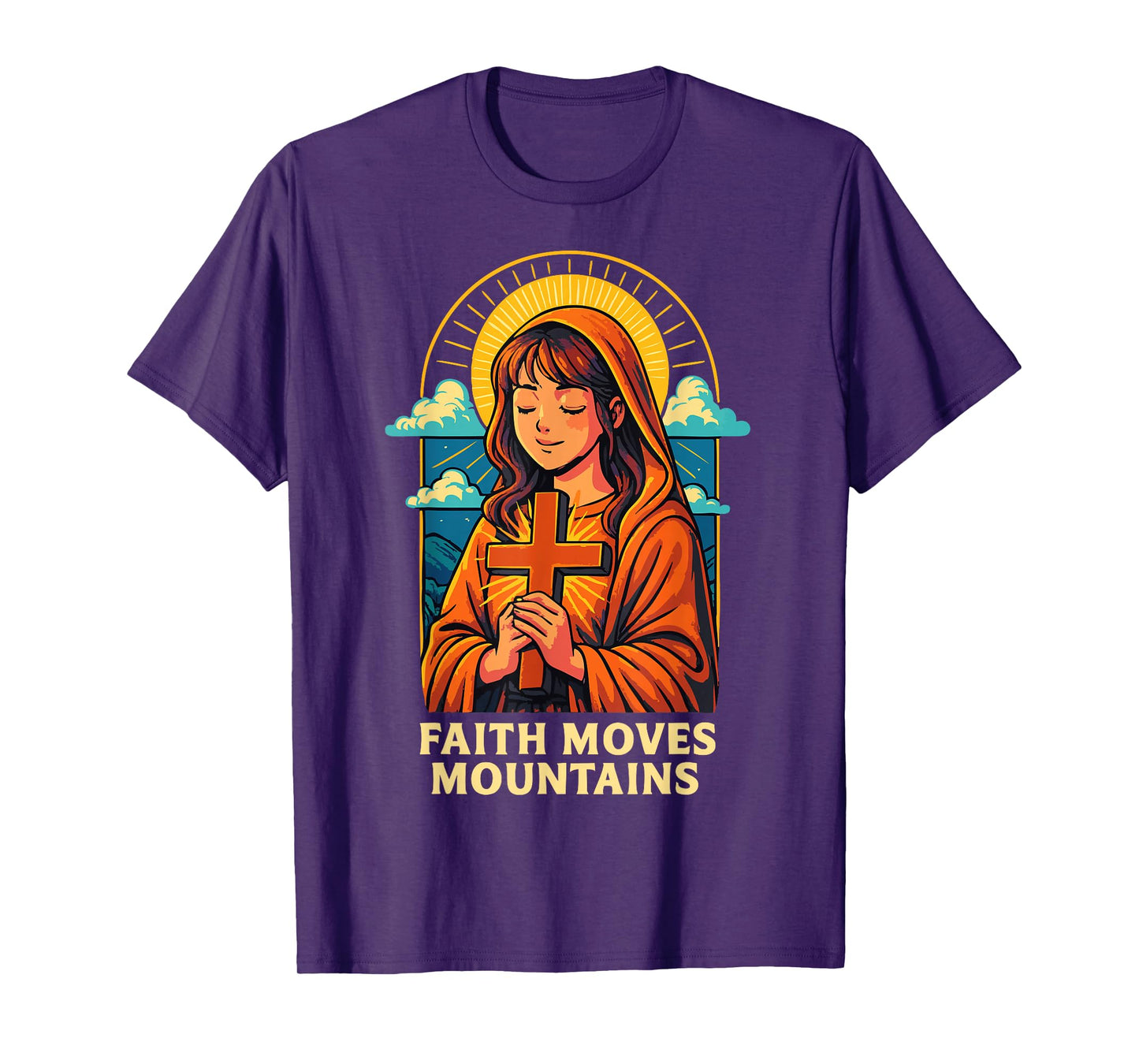 Faith Moves Mountains Christian Anime Manga Jesus Prayer T-Shirt