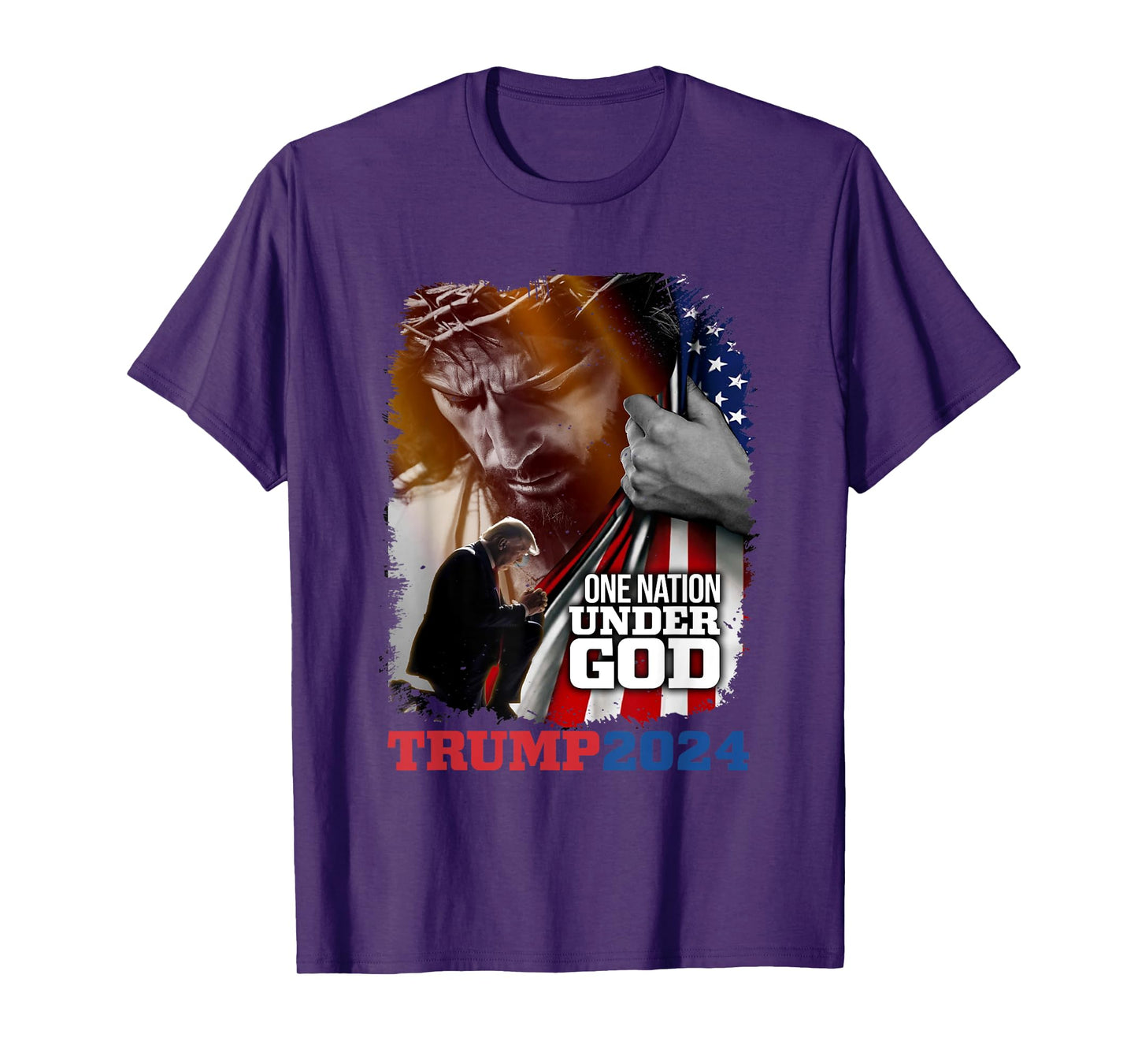 One Nation Under God President Trump 2024 America Christian T-Shirt