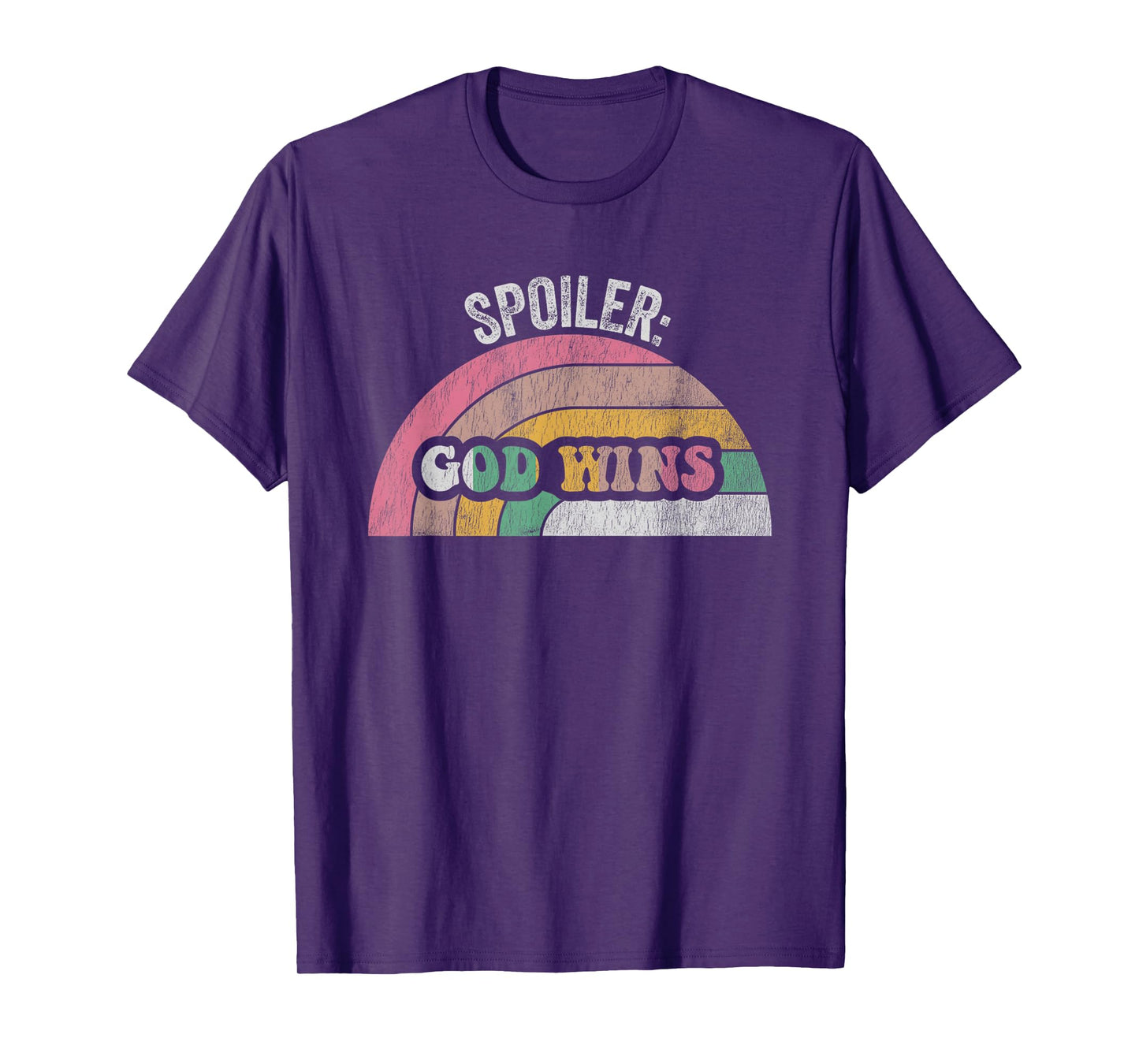 Spoiler God Wins Retro Rainbow Text T-Shirt