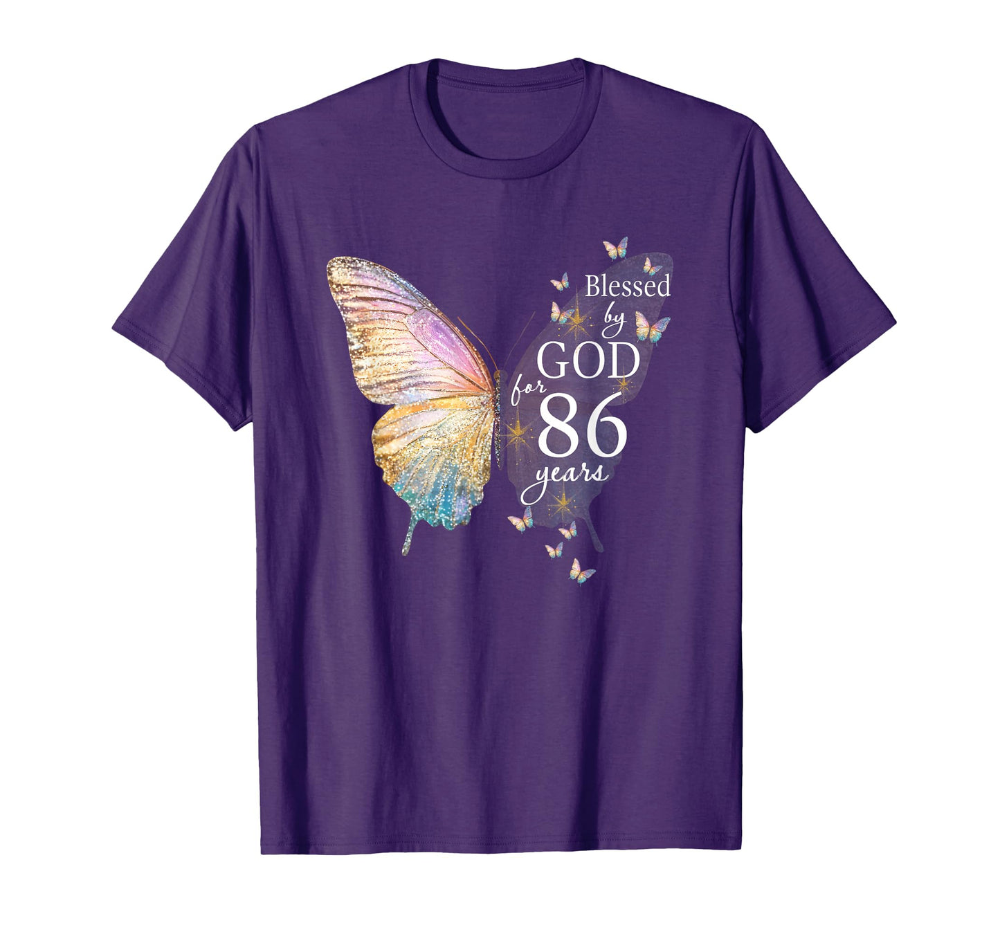 Blessed By God For 86 Years Old Butterfly Art 86th Birthday T-Shirt
