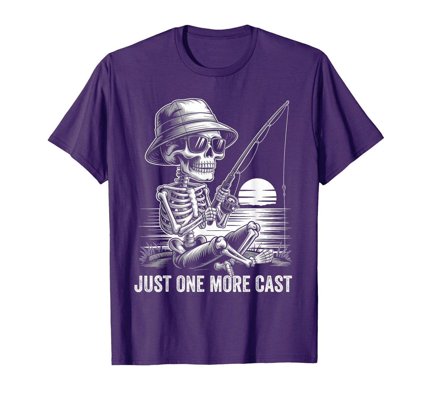 Mens Skeleton Fishing Just One More Cast Humor Gifts Fisherman T-Shirt