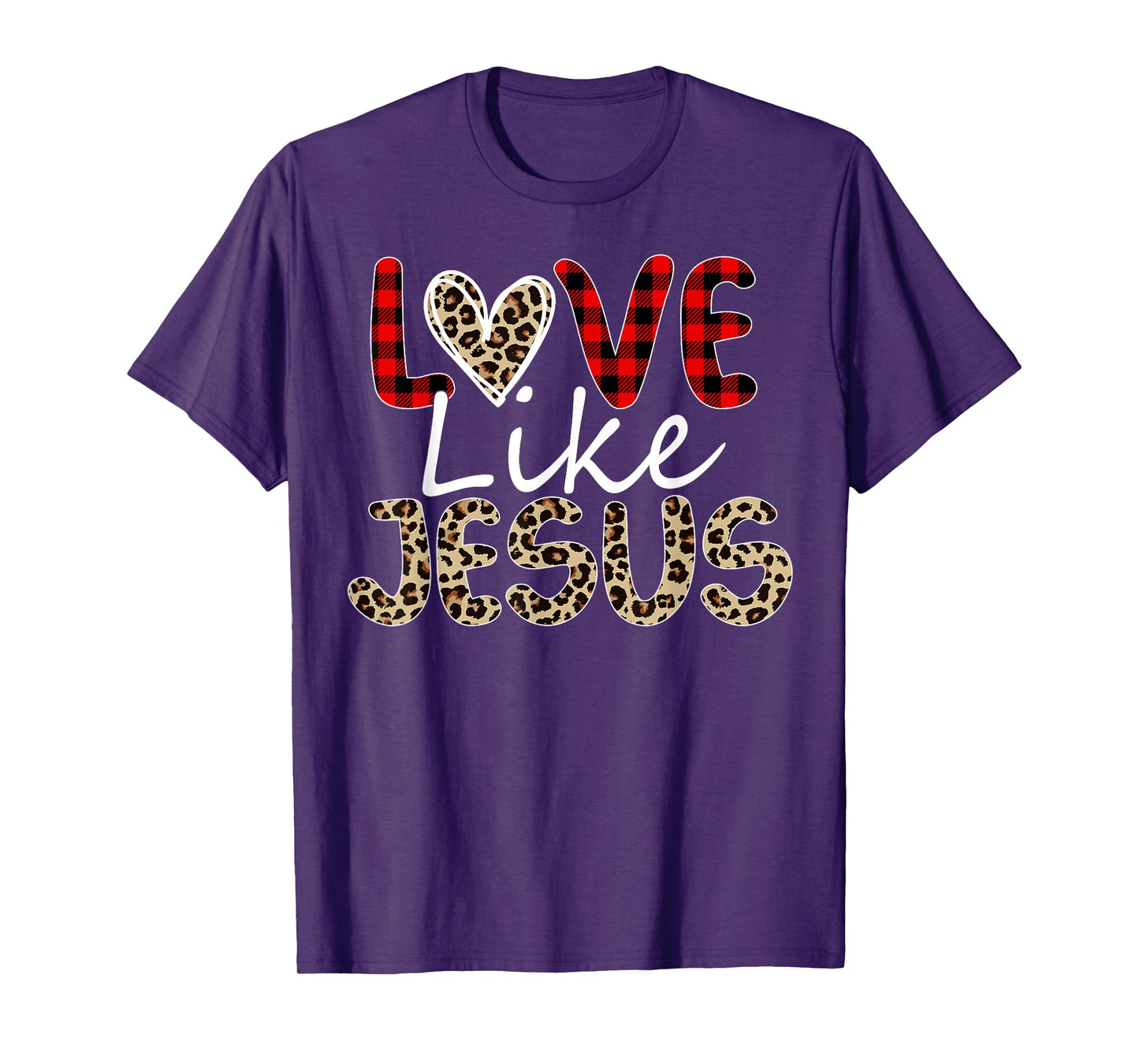 Faith Bible Blessed Christian Heart Gifts Boy Girl Love Like Jesus Christian God Cheetah Leopard Valentine Day T-Shirt