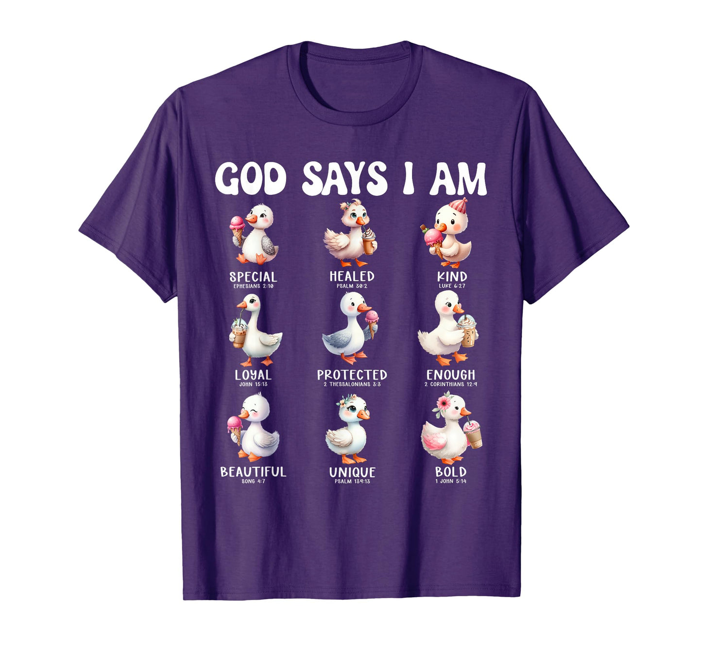 God Says I Am Cute Duck Scripture Bible Design T-Shirt