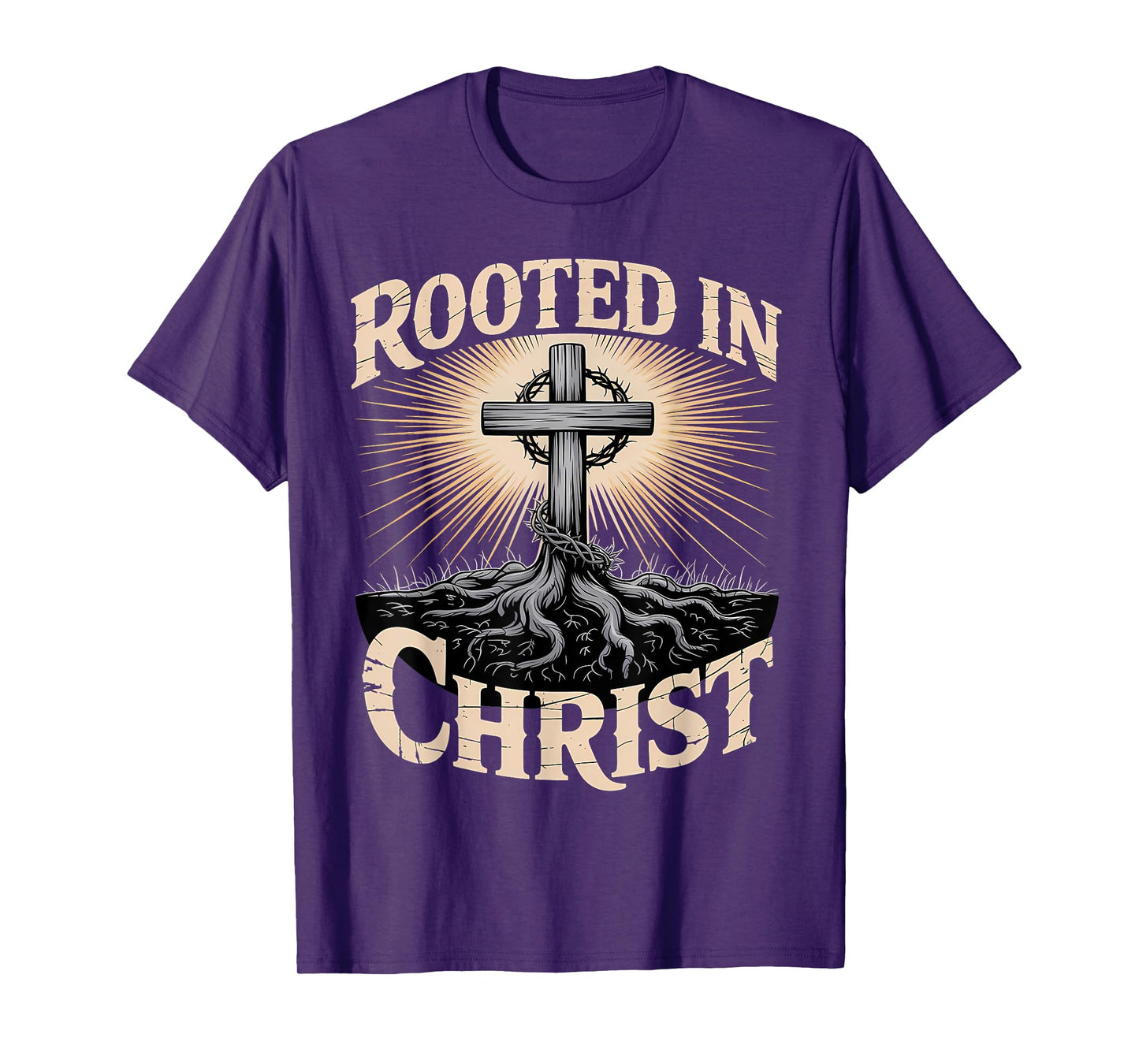 Rooted in Christ Christian Faith Jesus Cross T-Shirt