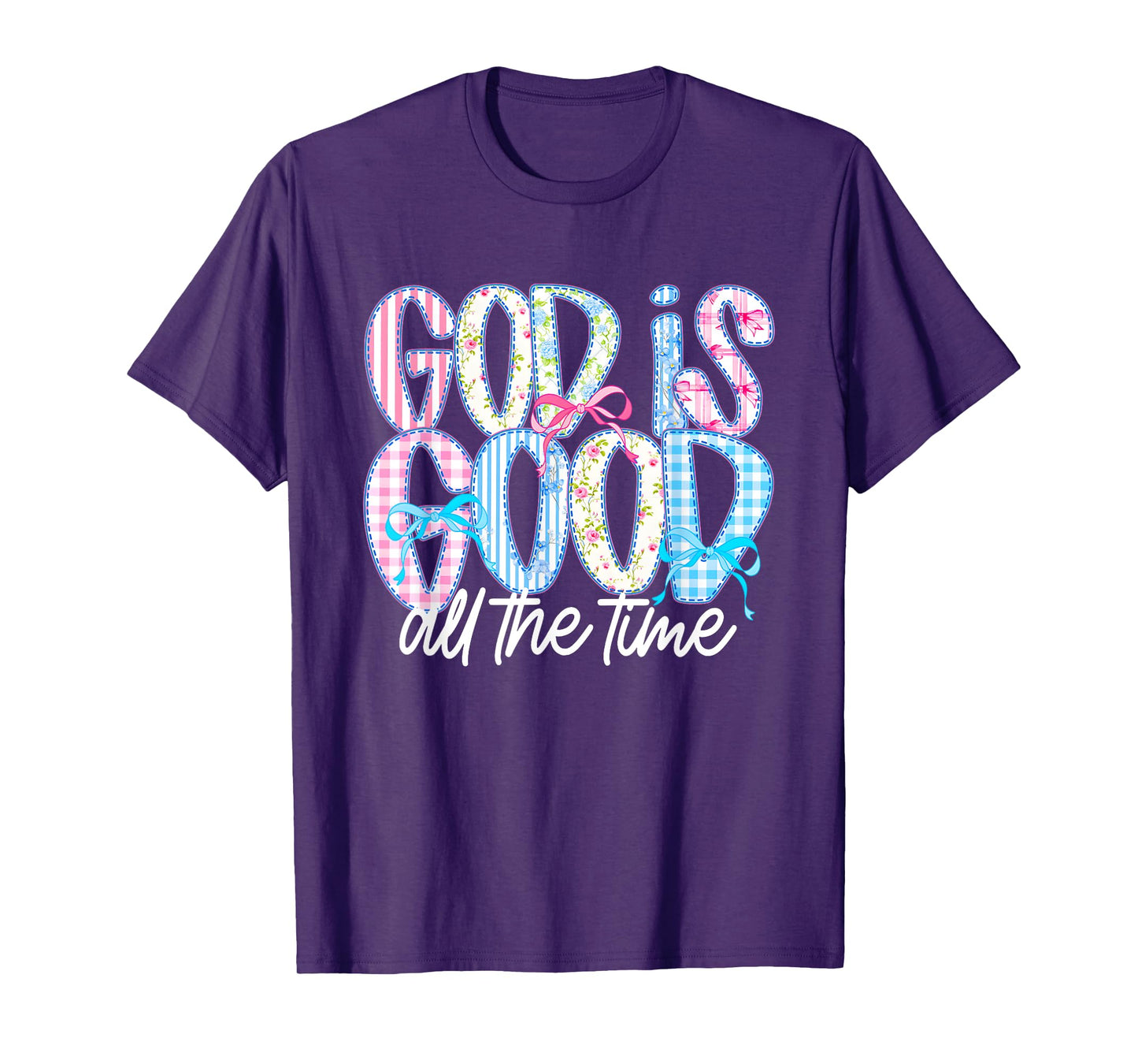 Cute Christian God Is Good All The Time Jesus Coquette Bow T-Shirt