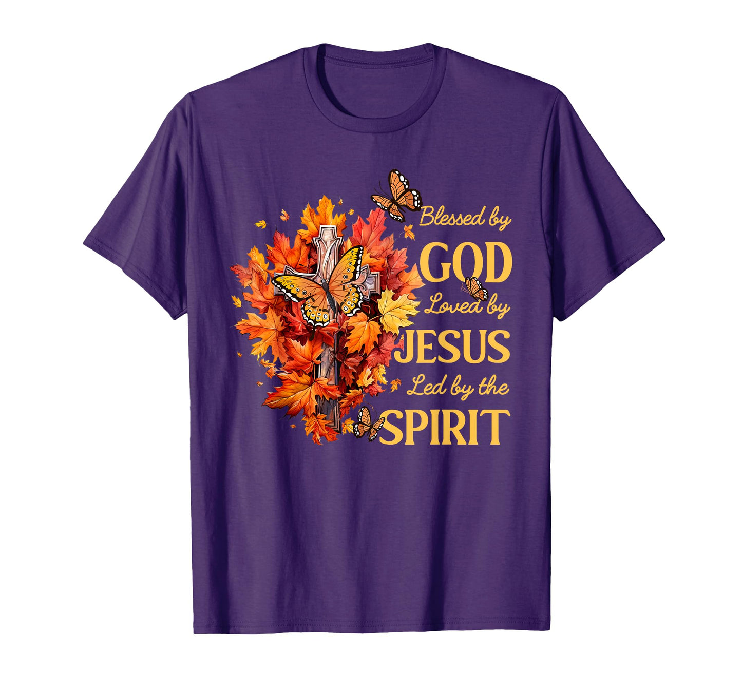 Christian Lover Thanksgiving Blessed by God Loved by Jesus T-Shirt