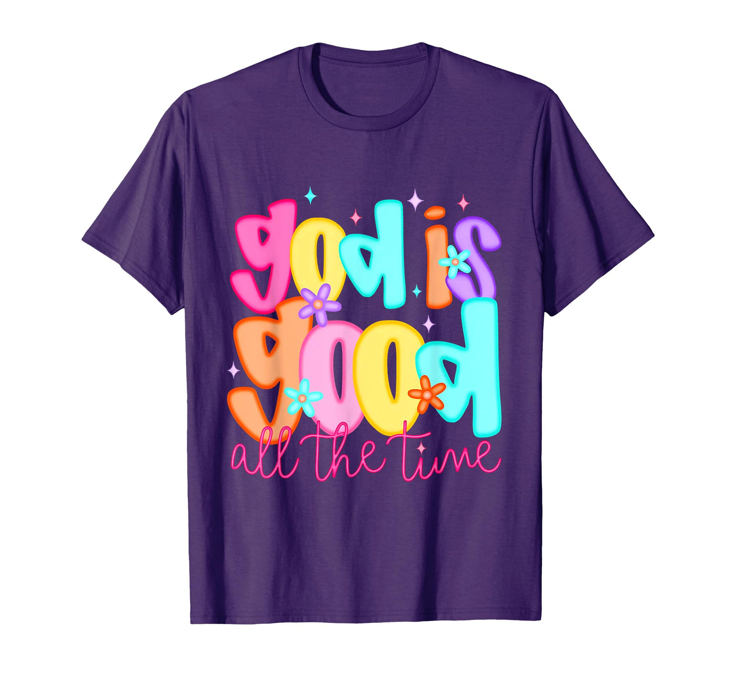 God Is Good All the Time Retro Groovy T-Shirt