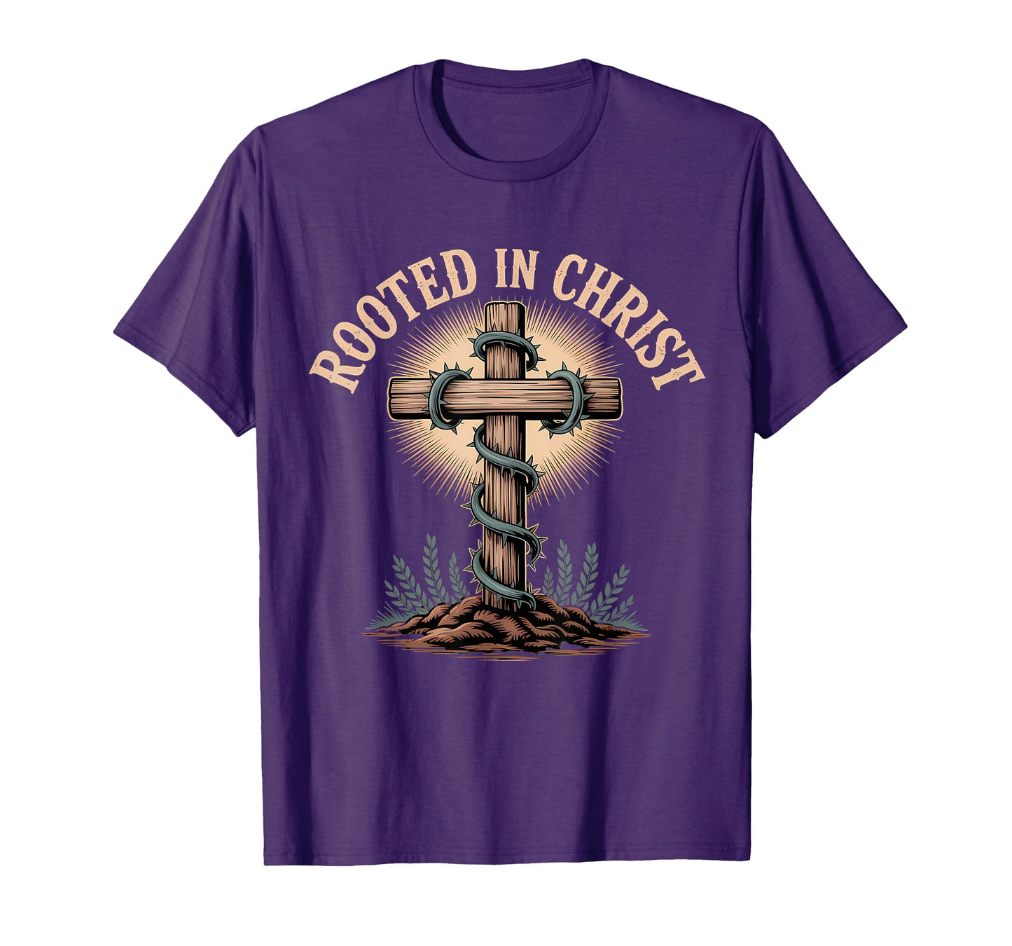 Rooted in Christ Christian Faith Jesus Cross T-Shirt